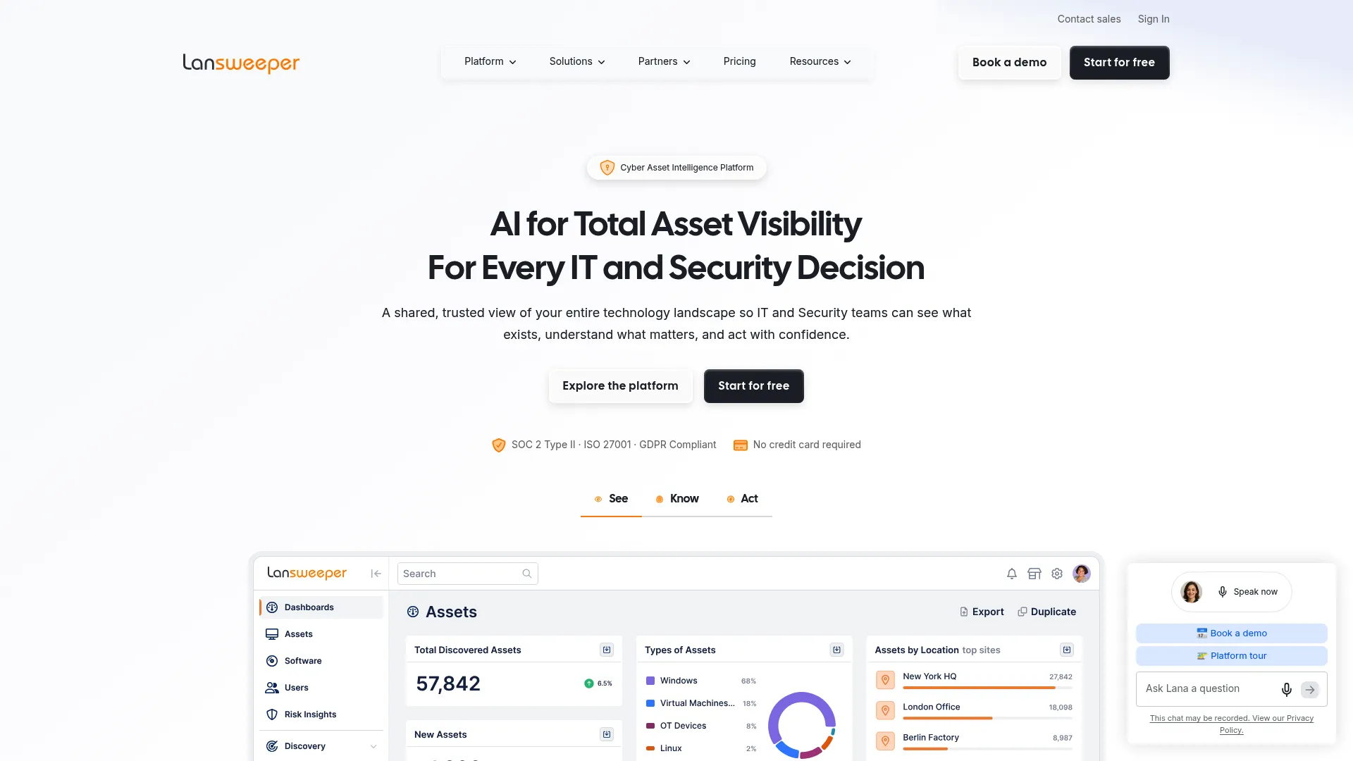 Lansweeper technology asset intelligence platform homepage
