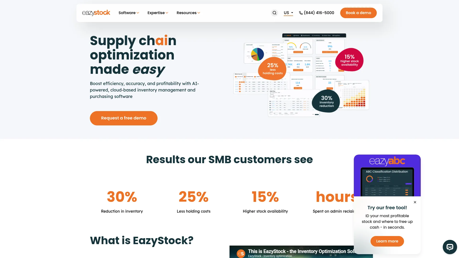 EazyStock inventory optimization dashboard