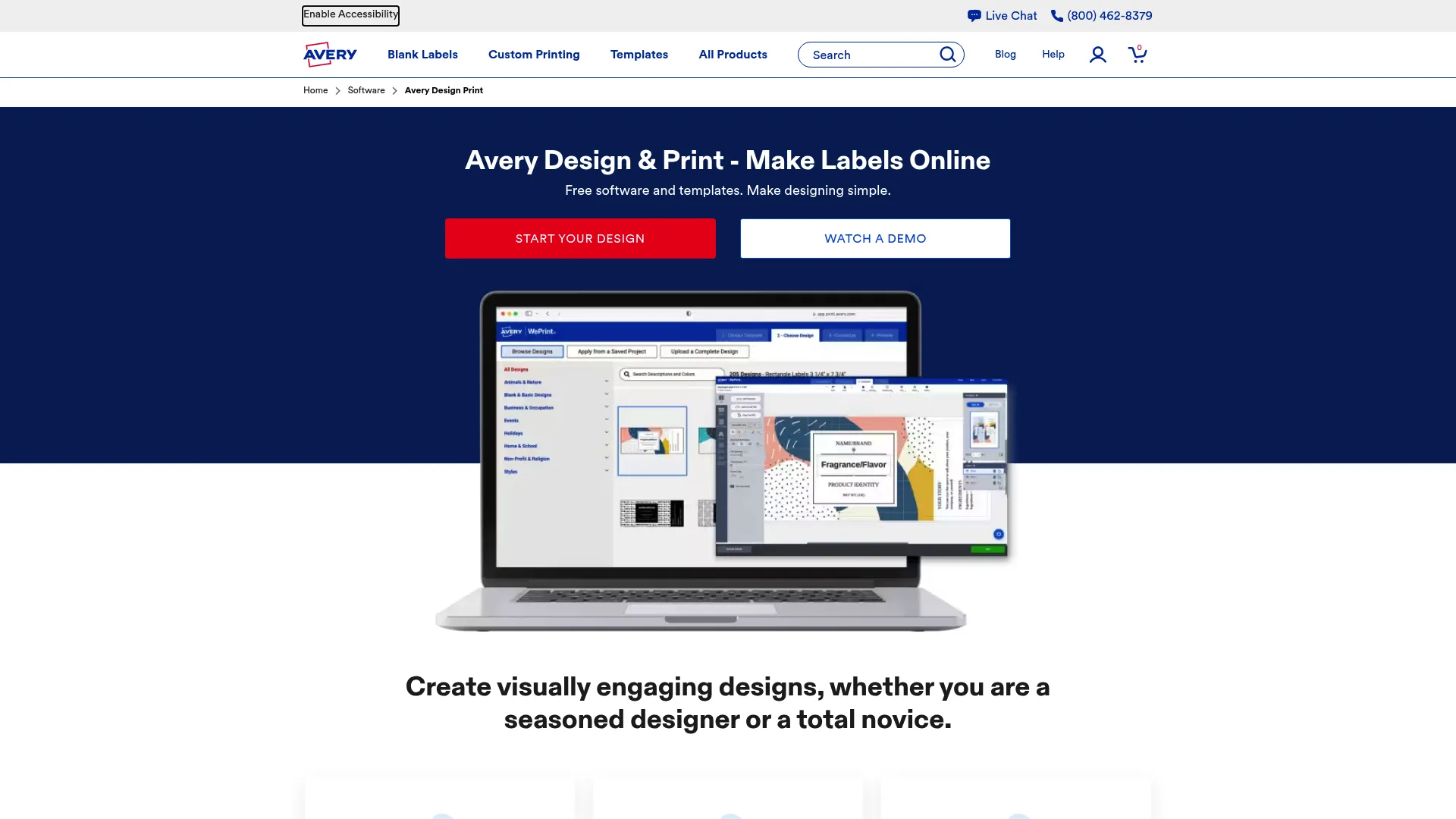 Avery Design & Print label design interface