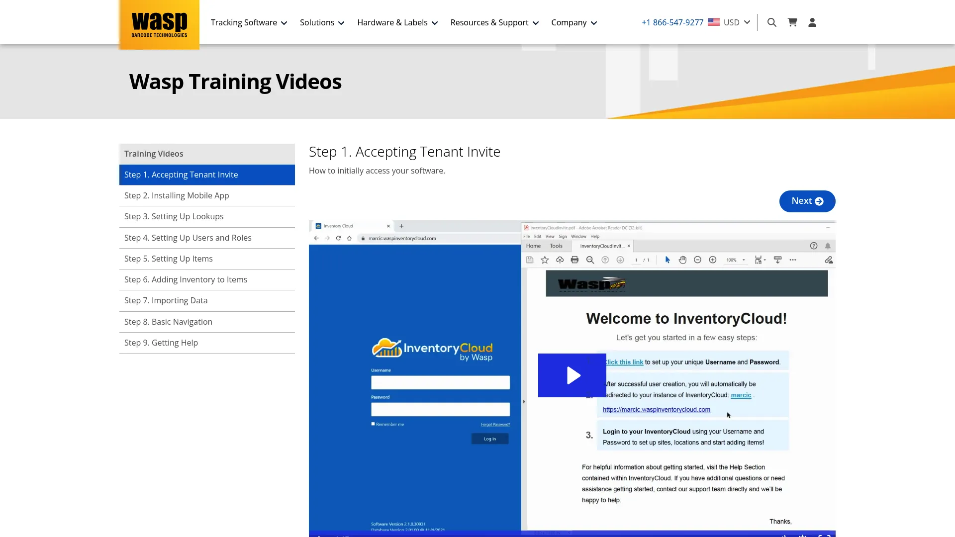 Wasp InventoryCloud barcode inventory software homepage