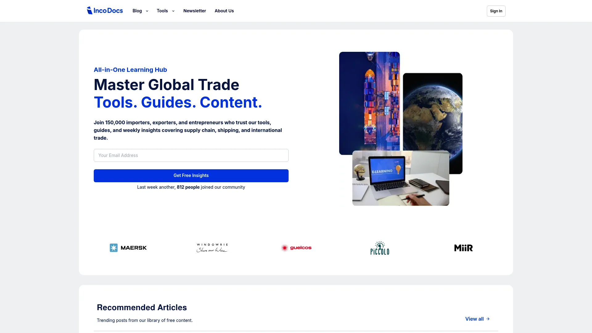IncoDocs export documentation software homepage screenshot