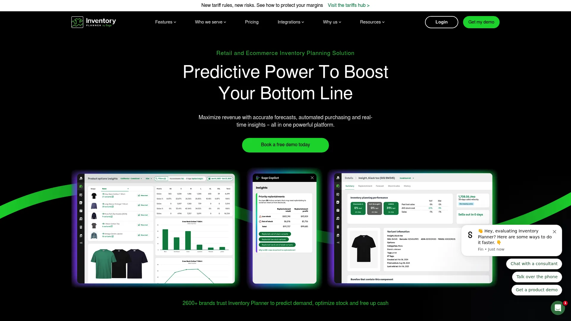 Inventory Planner by Sage forecasting and replenishment software homepage