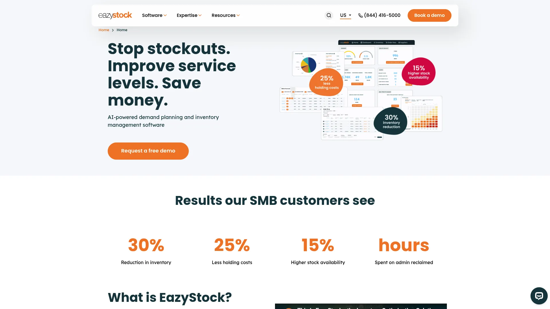 EazyStock cloud inventory optimization software homepage