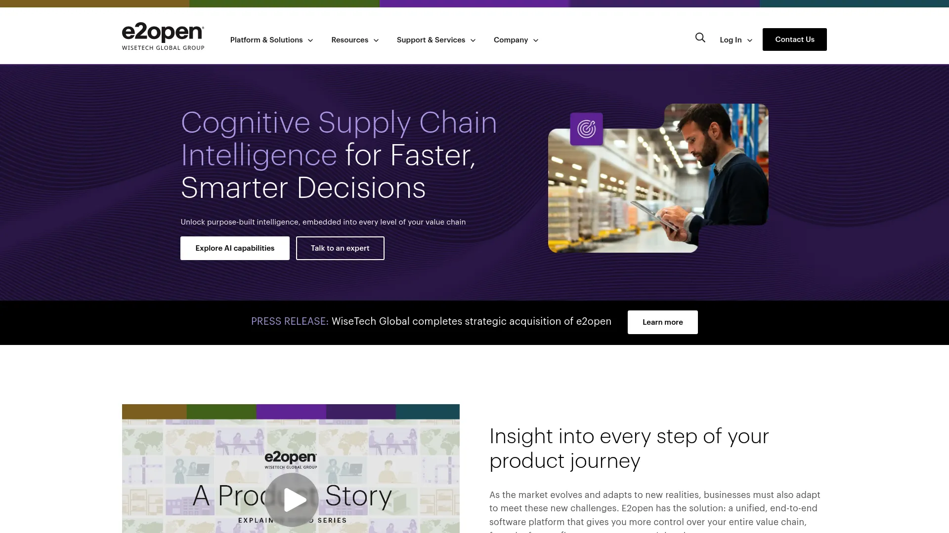 e2open supply chain and trade software homepage