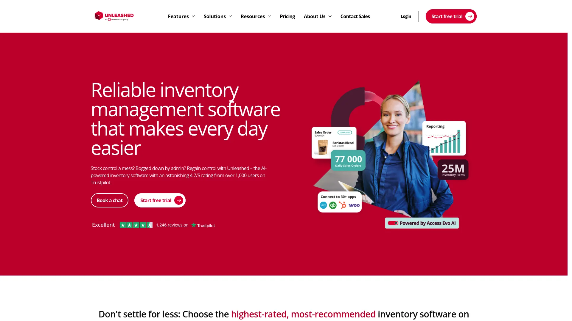 Unleashed inventory management software dashboard