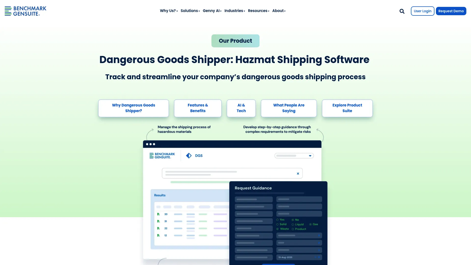 Benchmark Gensuite Dangerous Goods Shipper hazmat compliance software