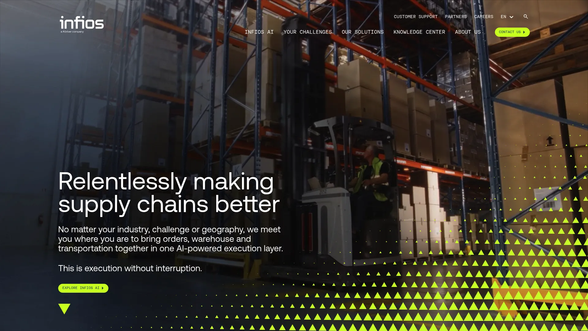 Infios supply chain execution software homepage