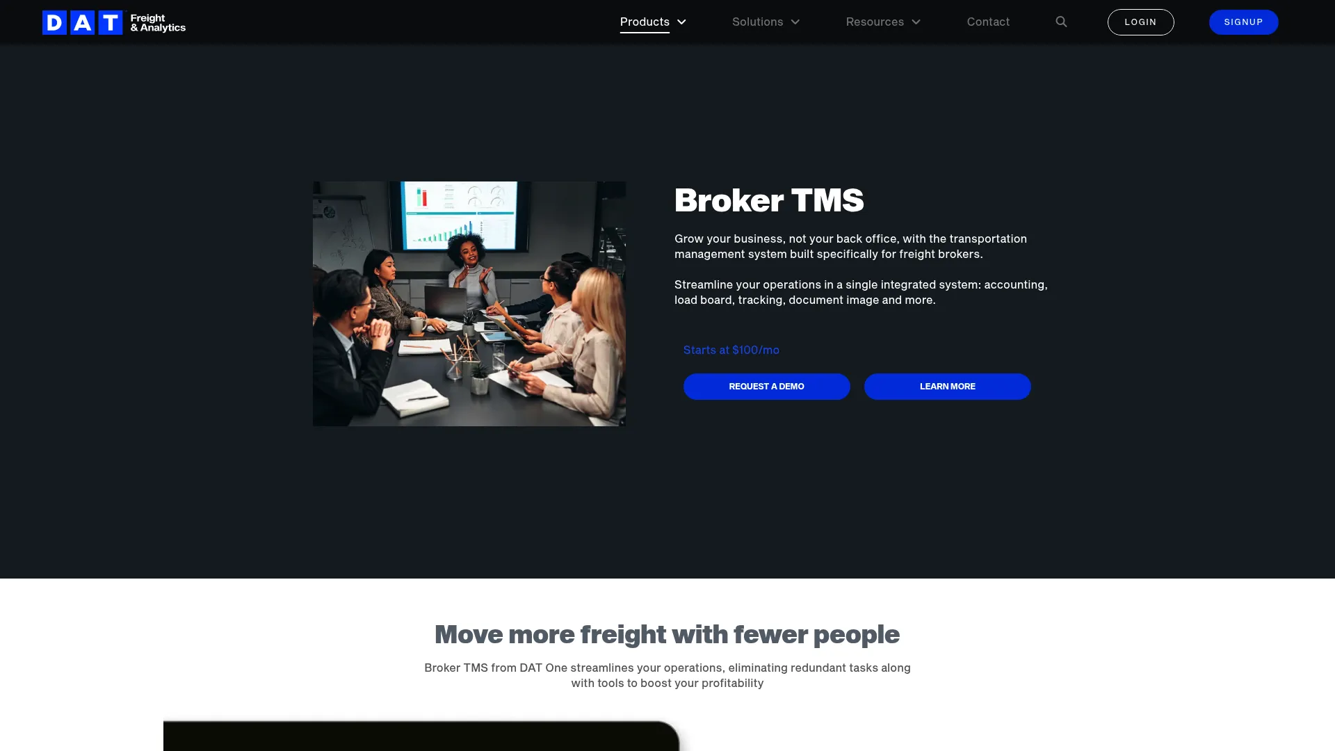 DAT Broker TMS freight broker software dashboard