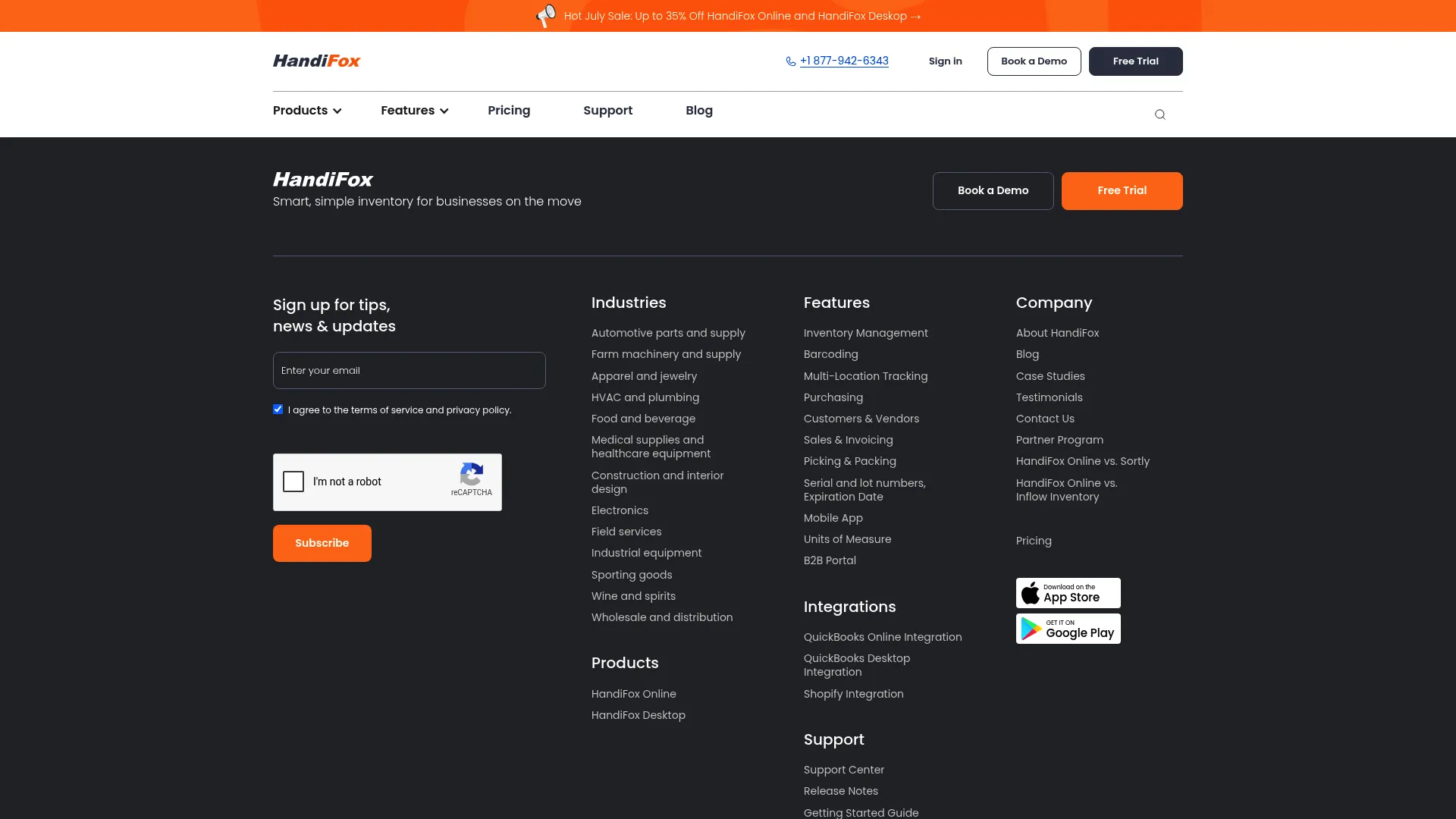 HandiFox inventory management dashboard