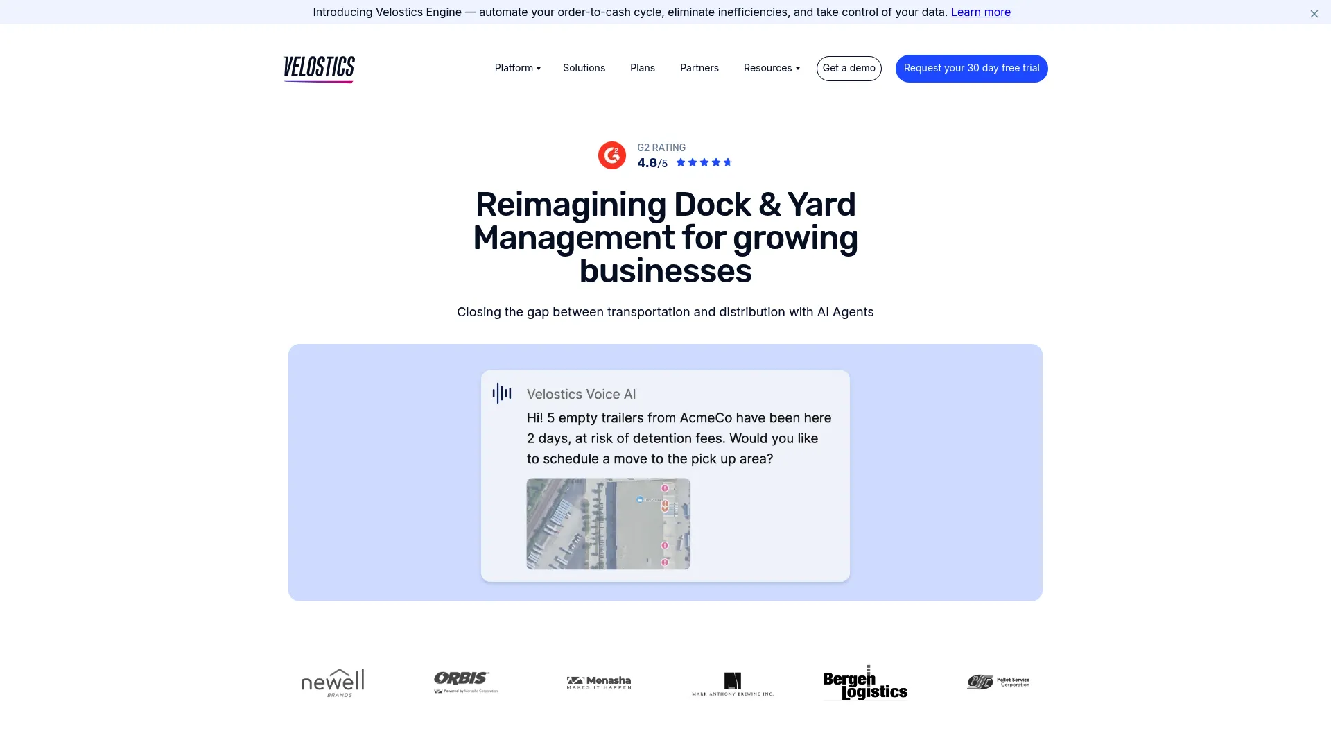 Velostics AI-enabled dock, yard, and freight management software