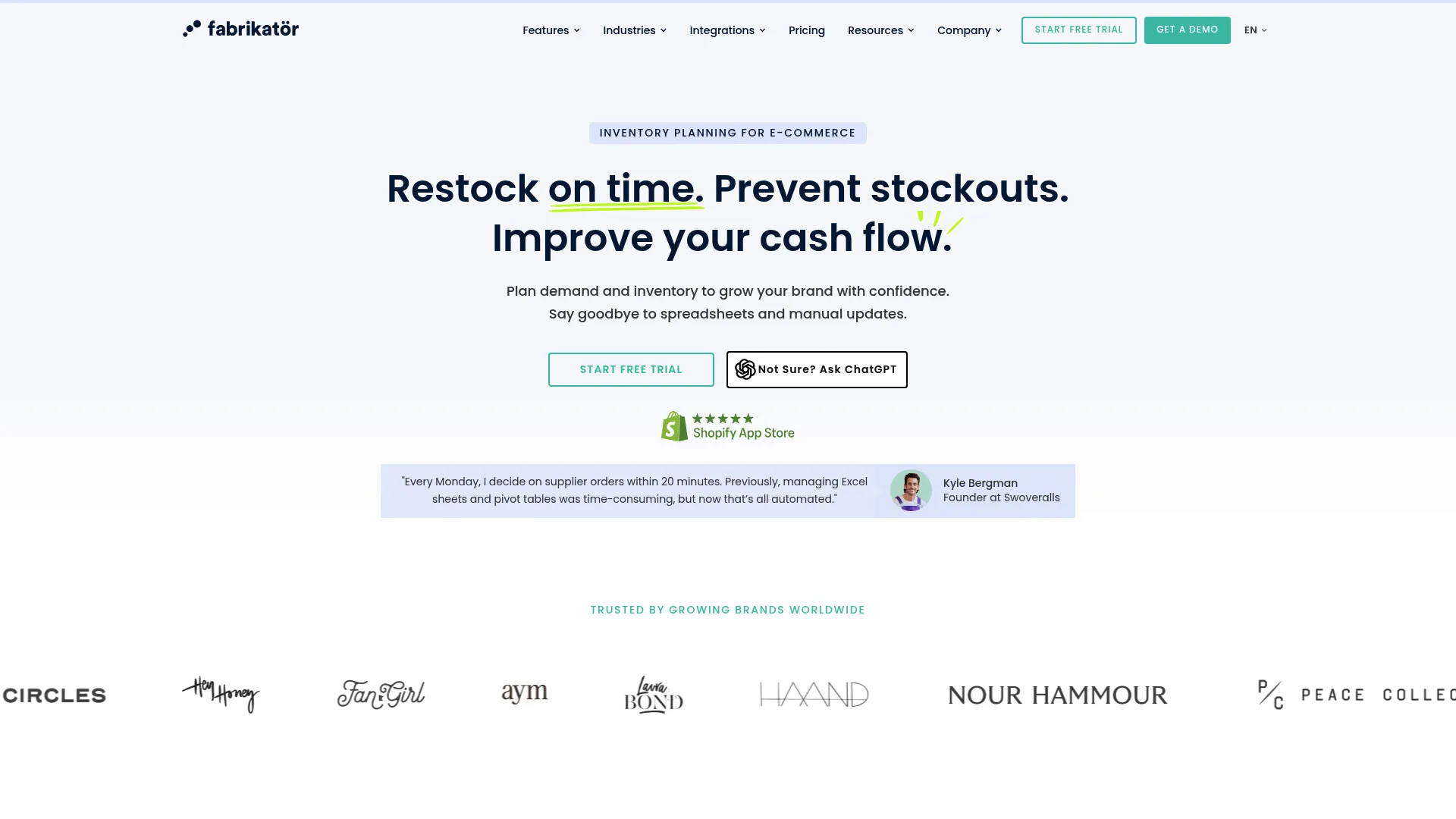 Fabrikator inventory planning and replenishment for Shopify