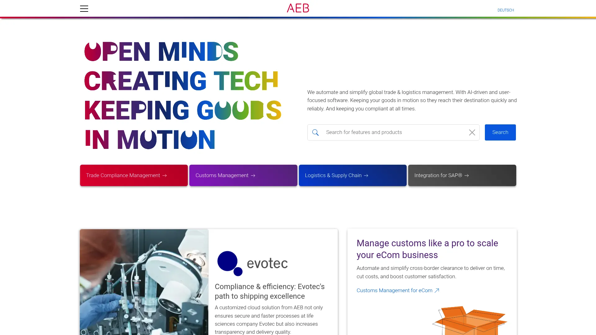 AEB Cold Storage WMS product page for cold chain logistics