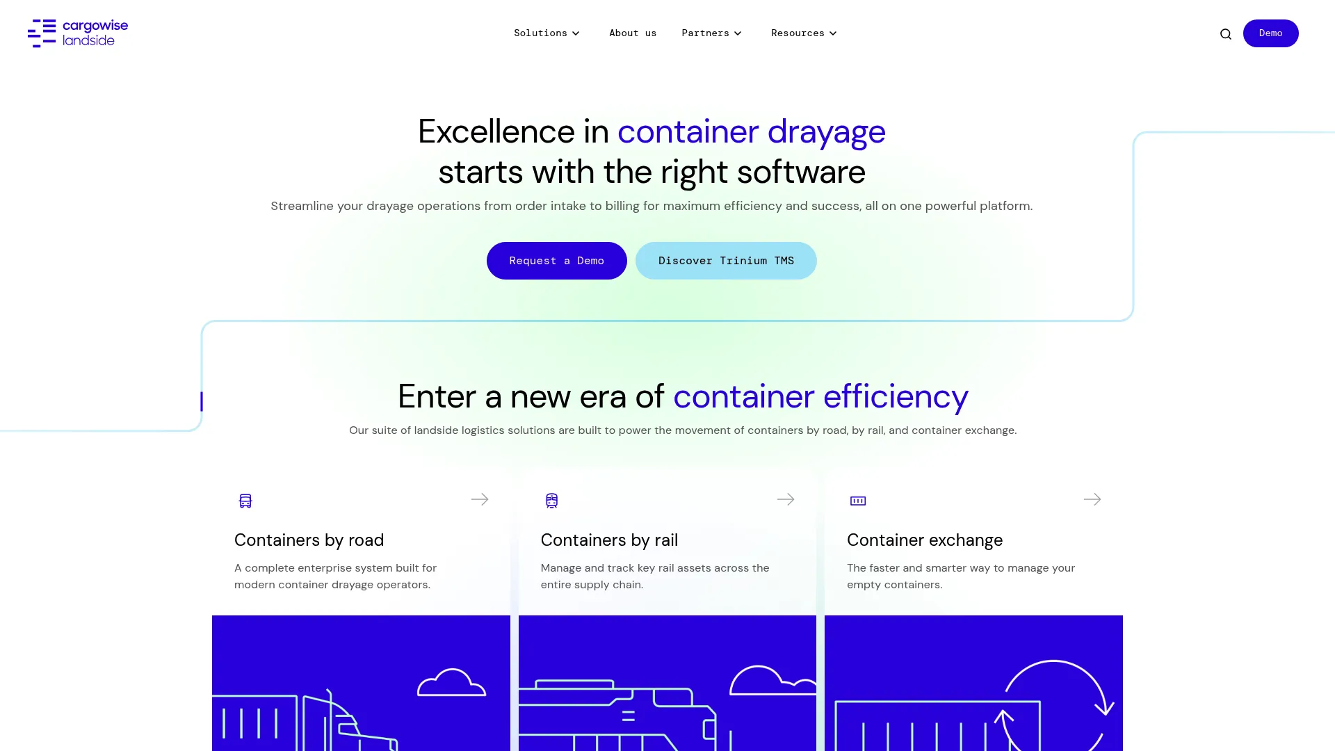 CargoWise Landside Trinium TMS drayage and intermodal trucking software interface