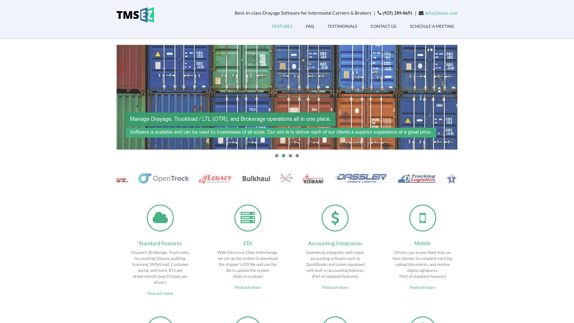 TMSEZ cloud-based drayage and intermodal trucking software interface