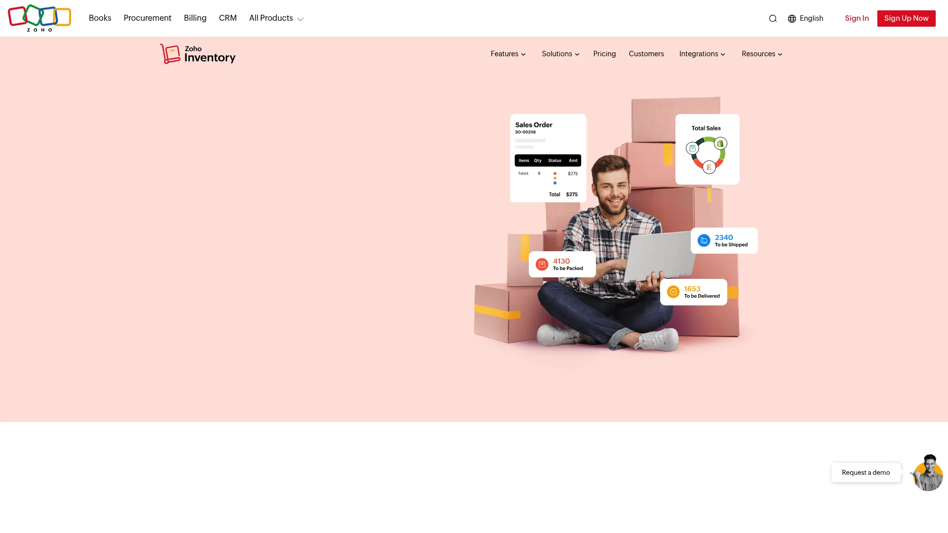 Zoho Inventory stock and order management interface