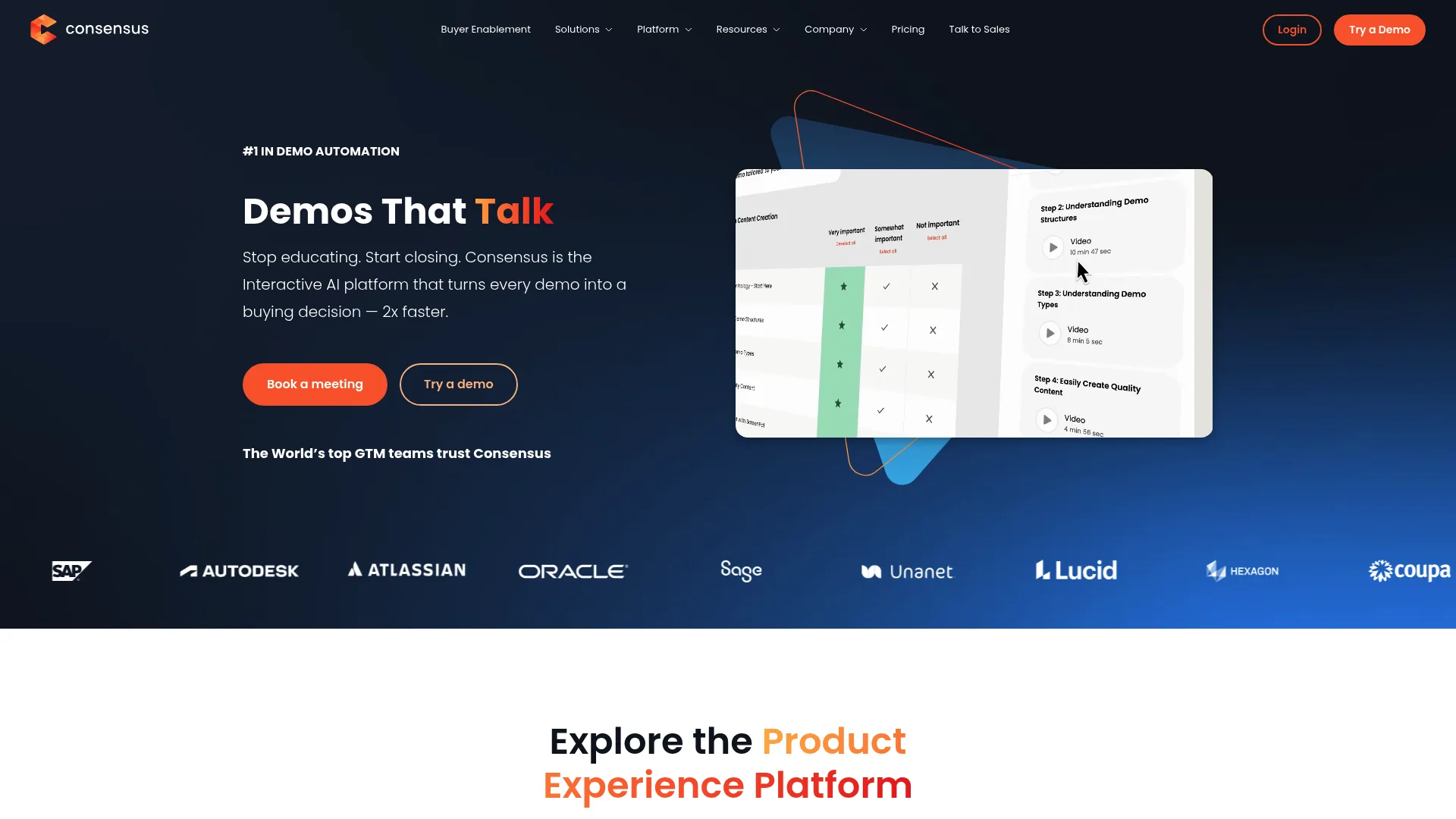 Consensus product experience platform homepage