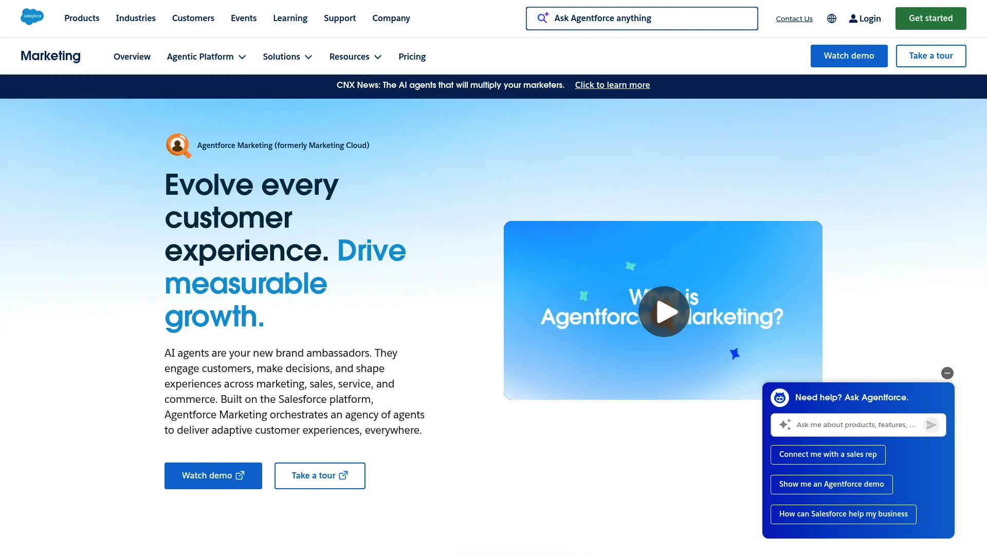 Salesforce Marketing Cloud homepage