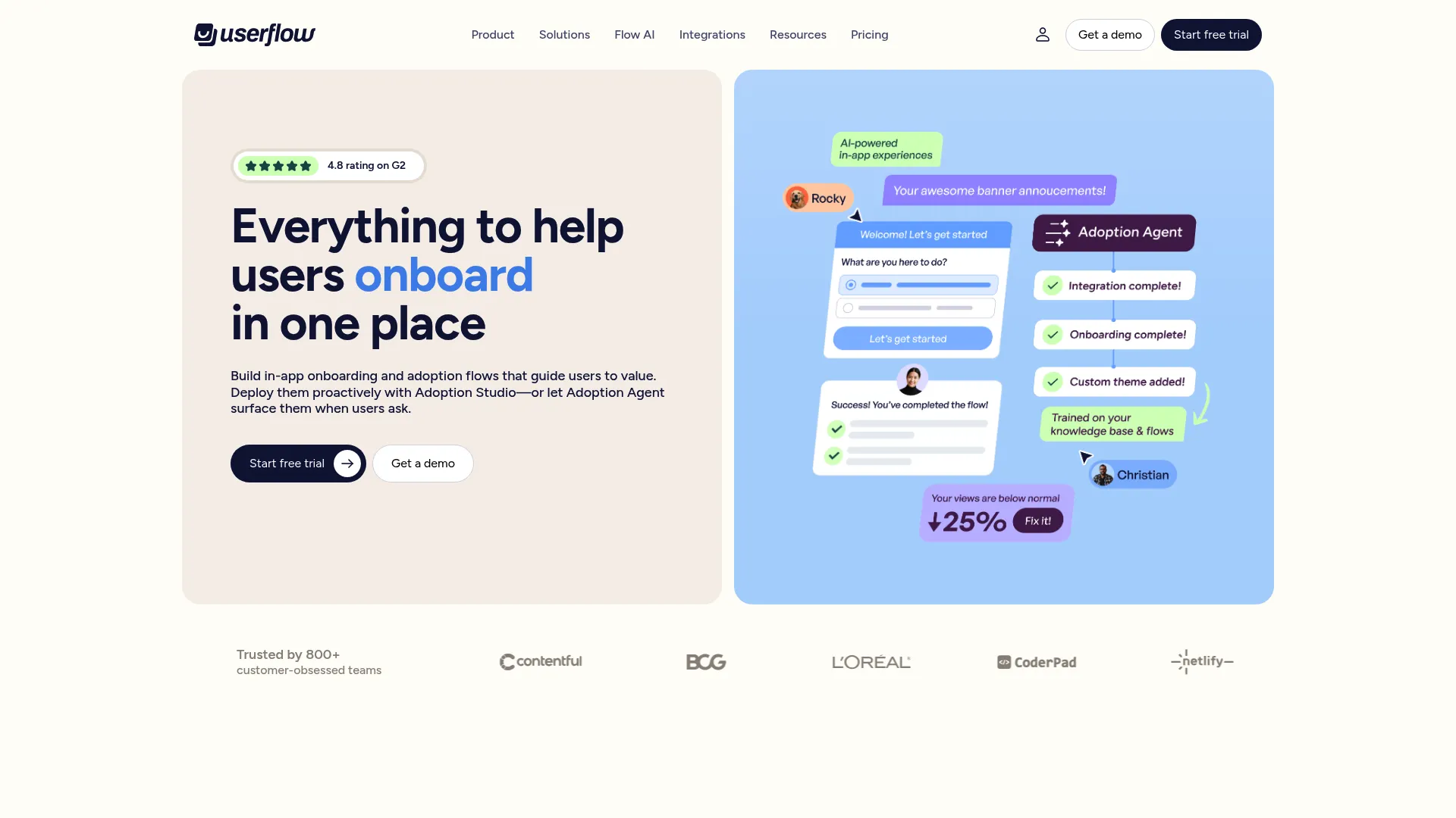 Userflow no-code product adoption platform