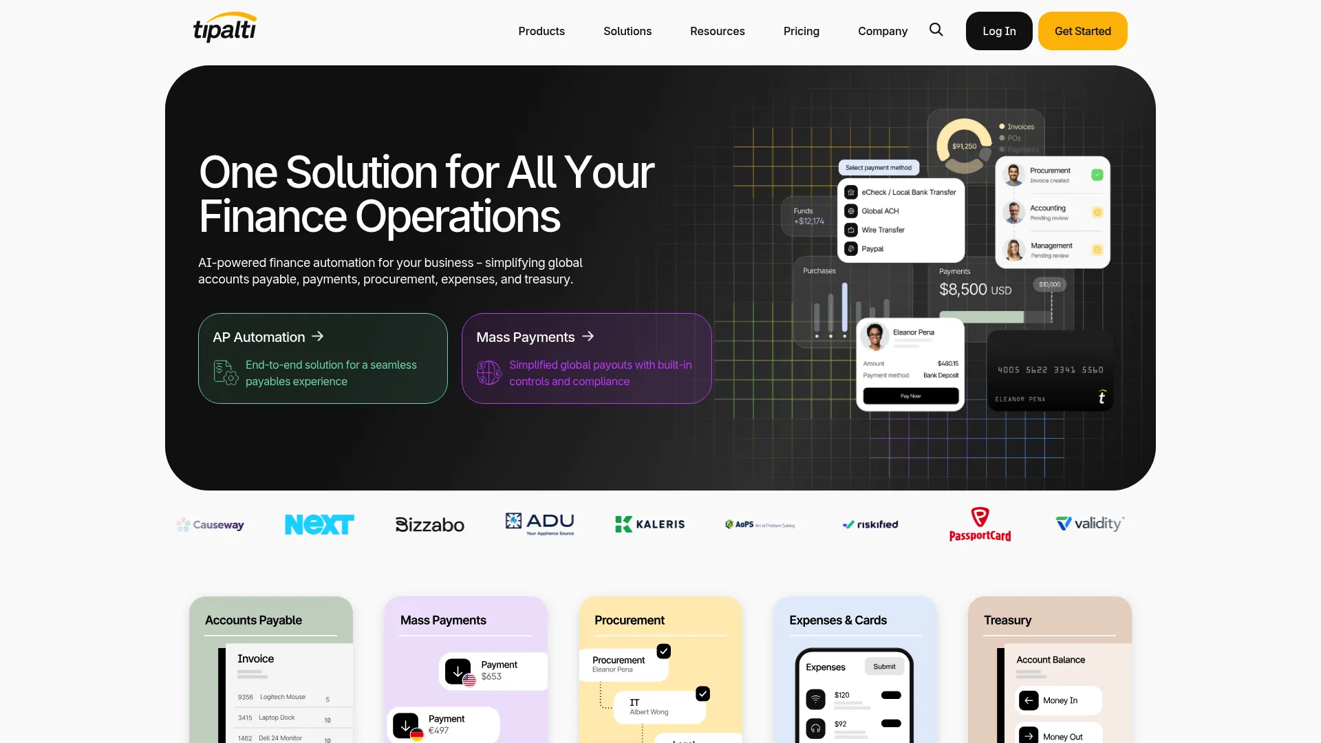 Tipalti accounts payable and payments automation dashboard