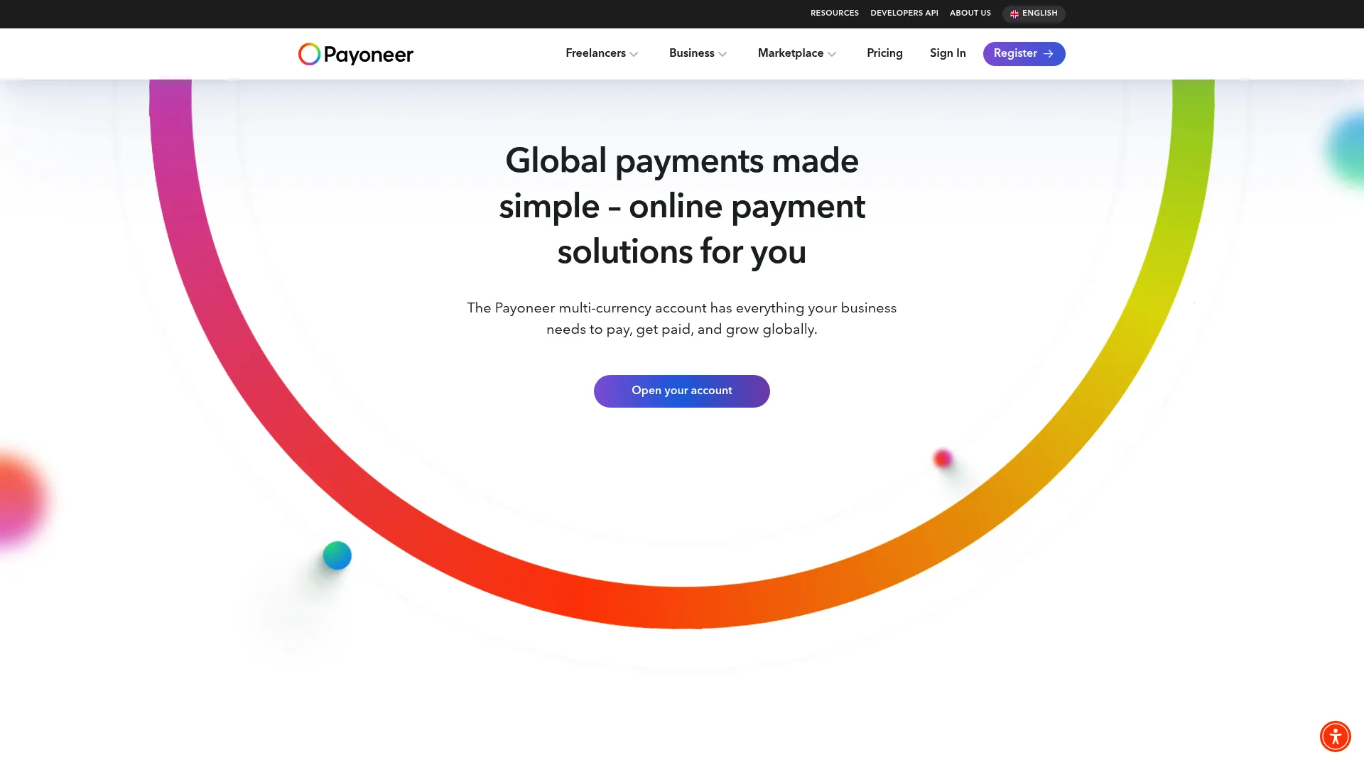 Payoneer global payments platform homepage