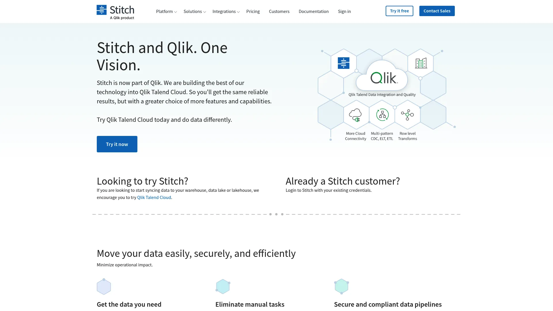 Stitch cloud ETL service homepage