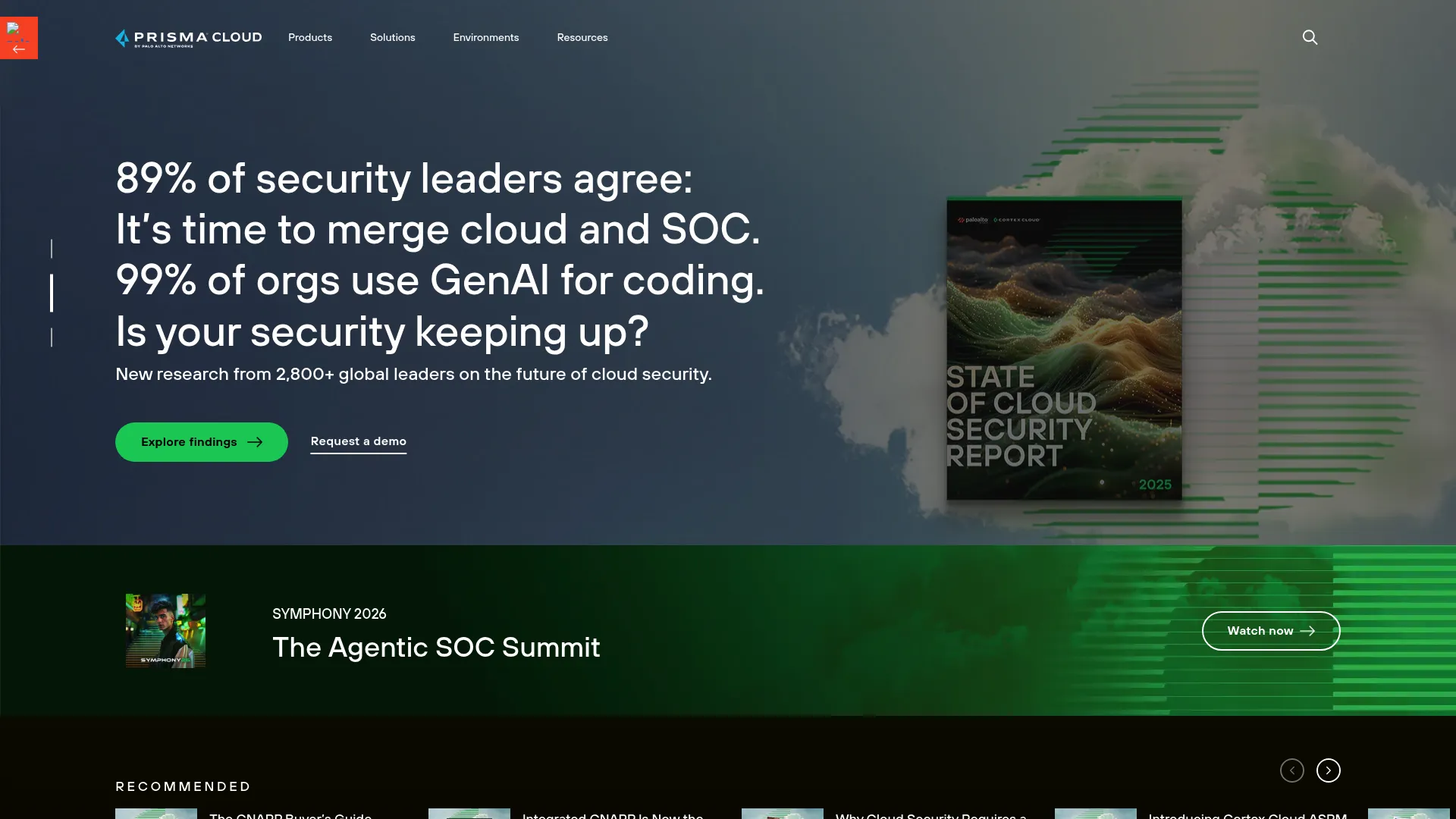 Prisma Cloud CIEM and cloud security platform homepage