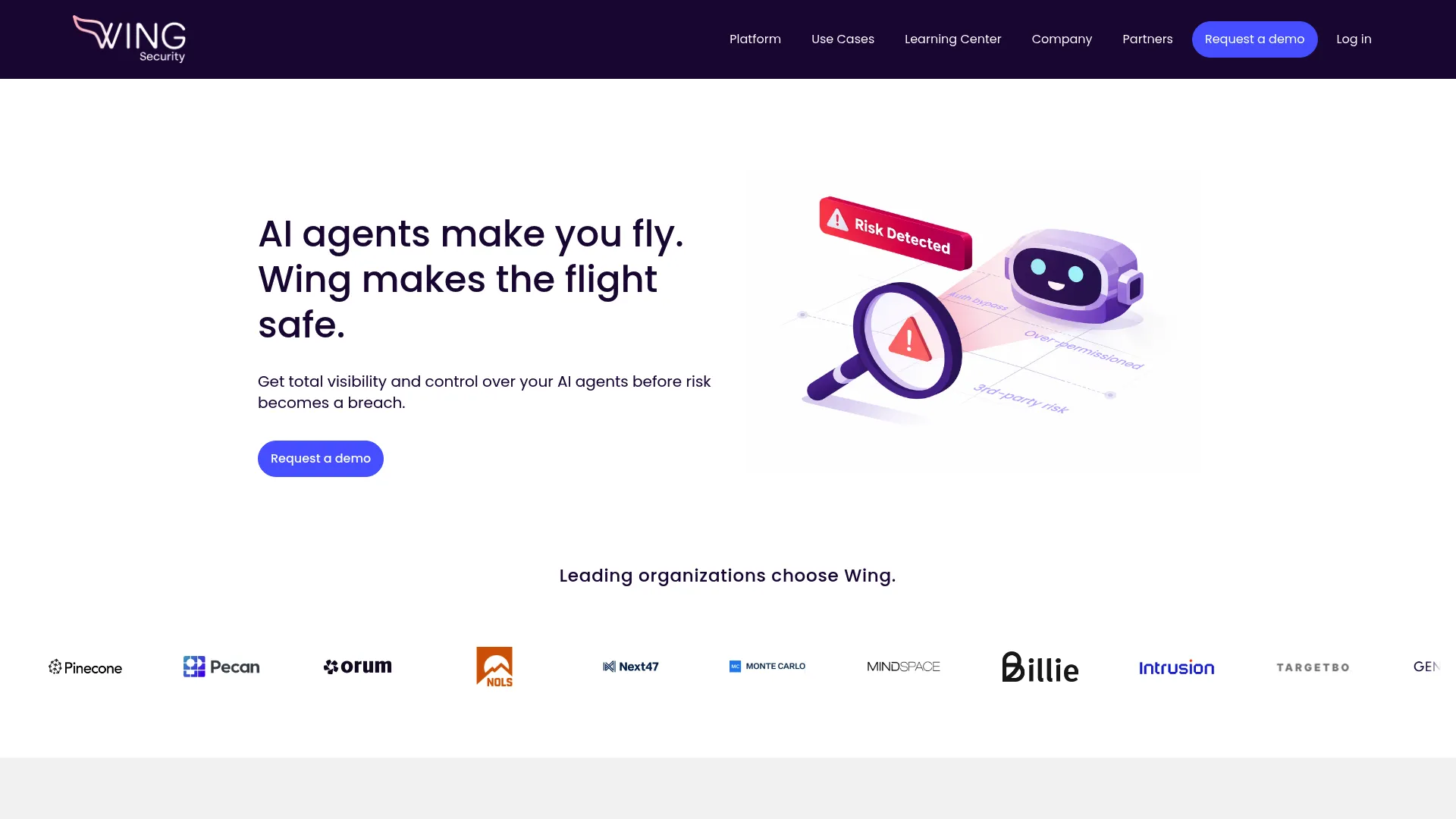Wing Security SaaS security platform homepage
