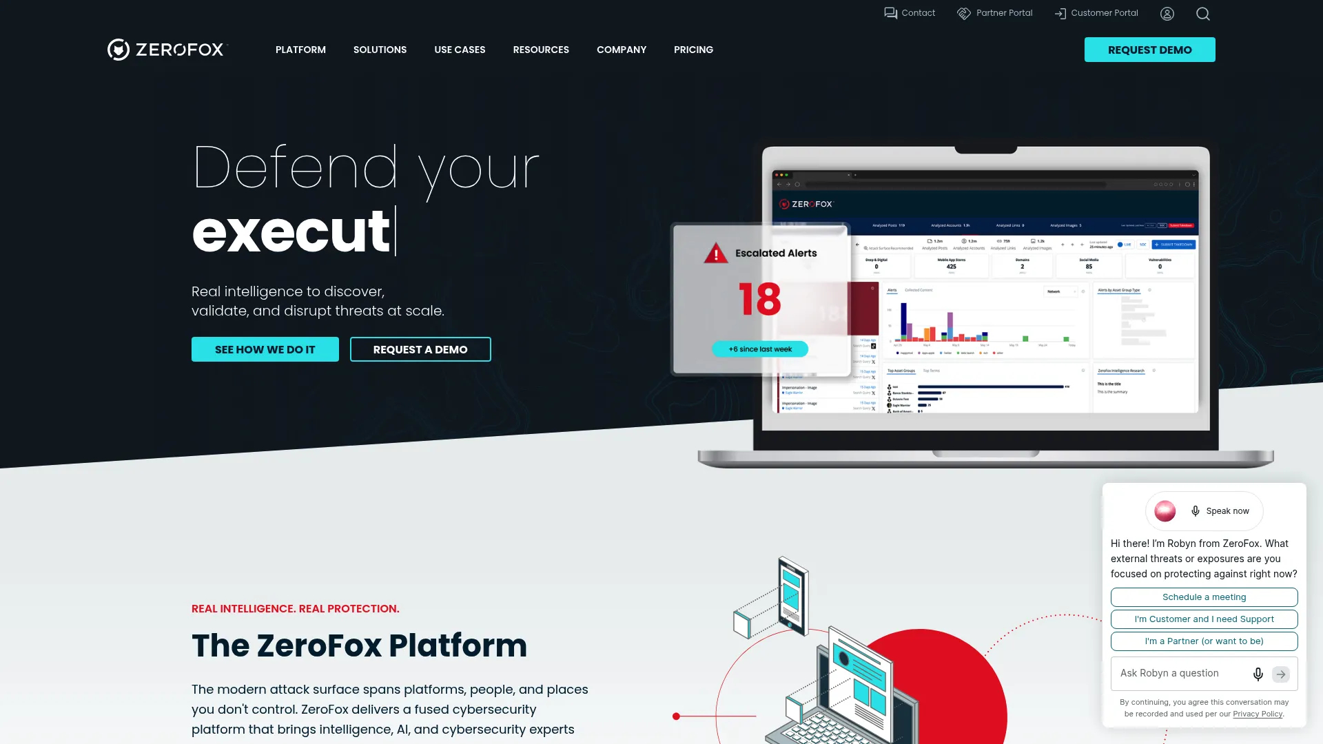 ZeroFox external cybersecurity platform homepage