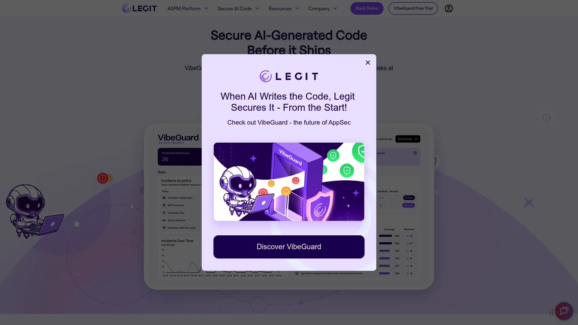 Legit Security ASPM platform homepage