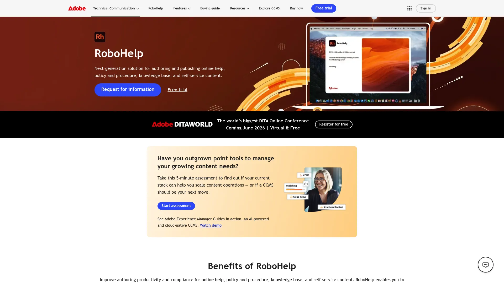 Adobe RoboHelp product page