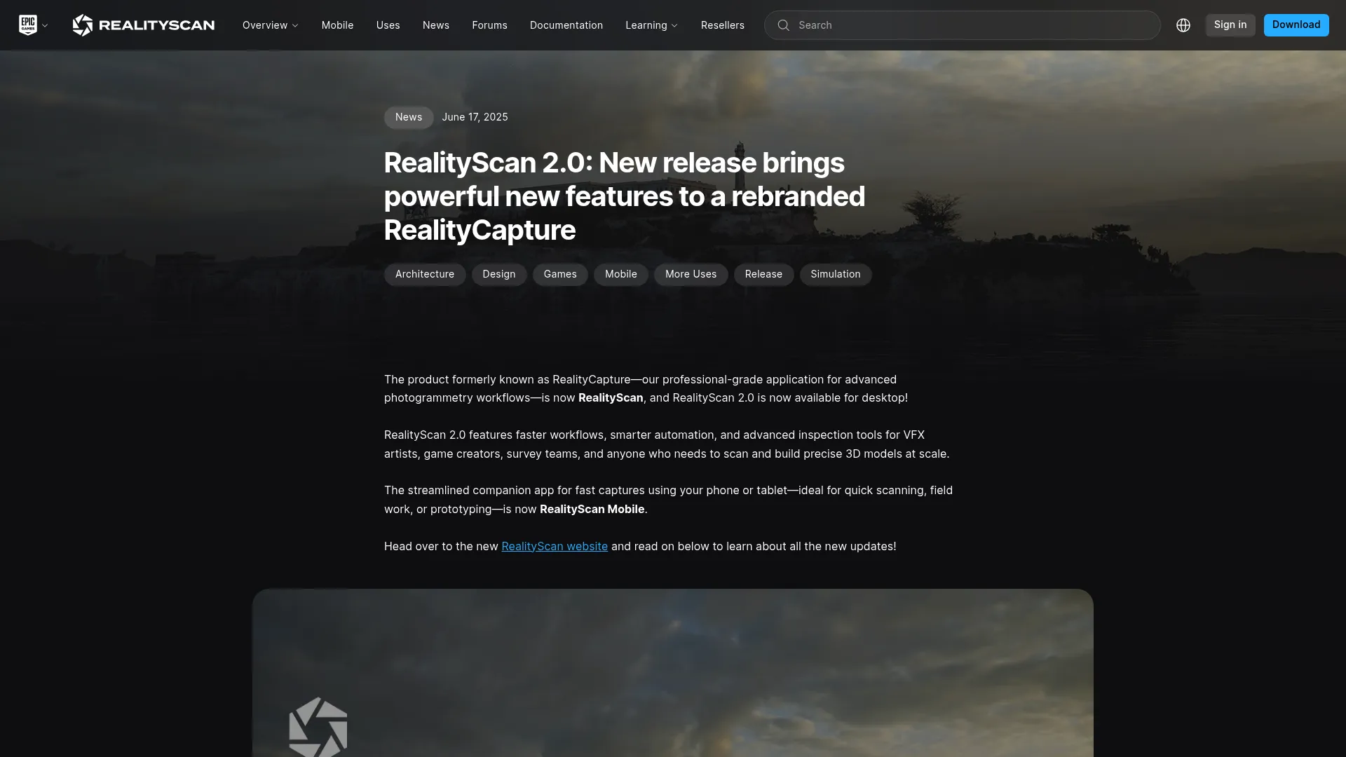 RealityCapture high-performance photogrammetry software interface