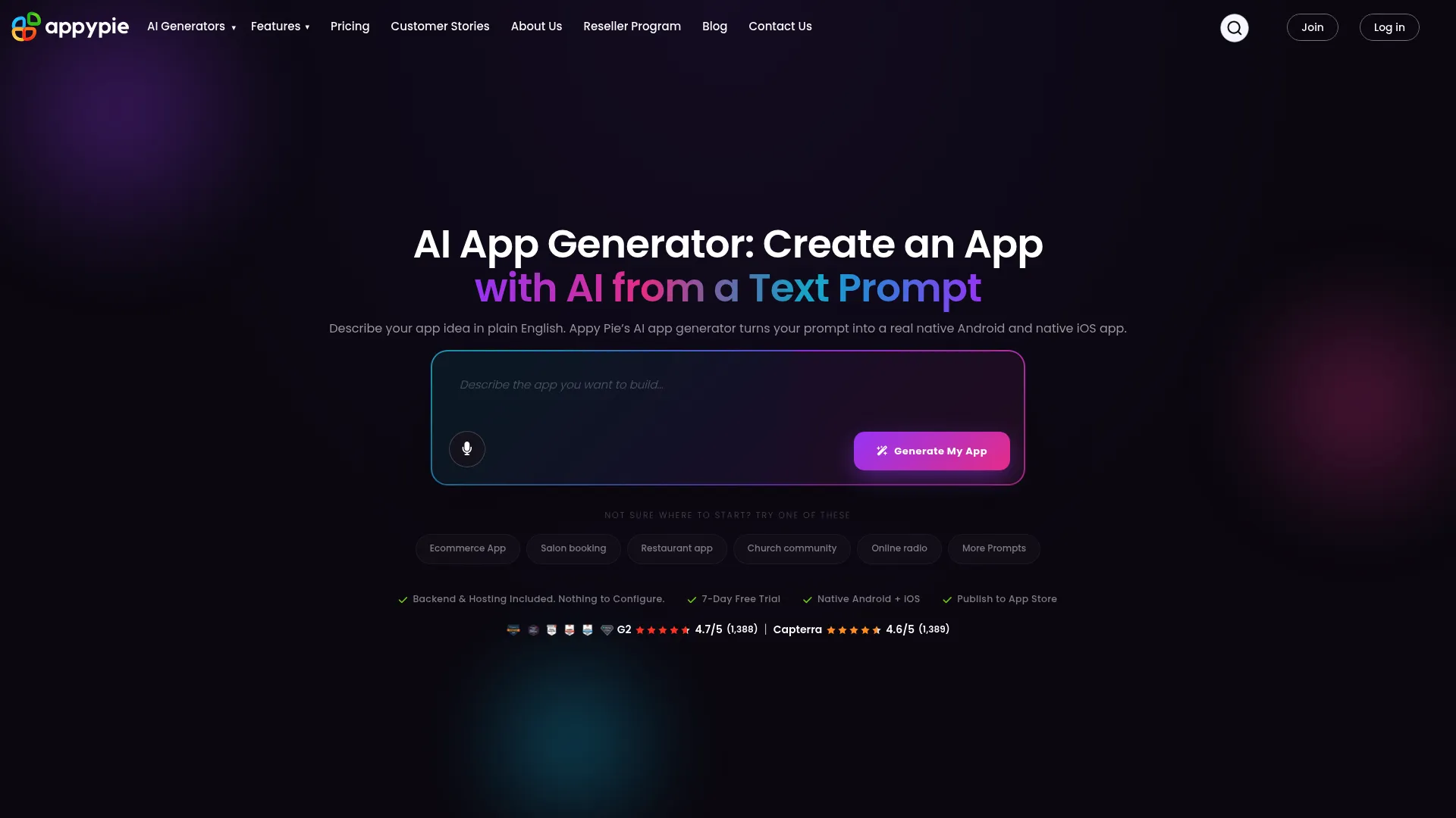 Appy Pie AI app builder