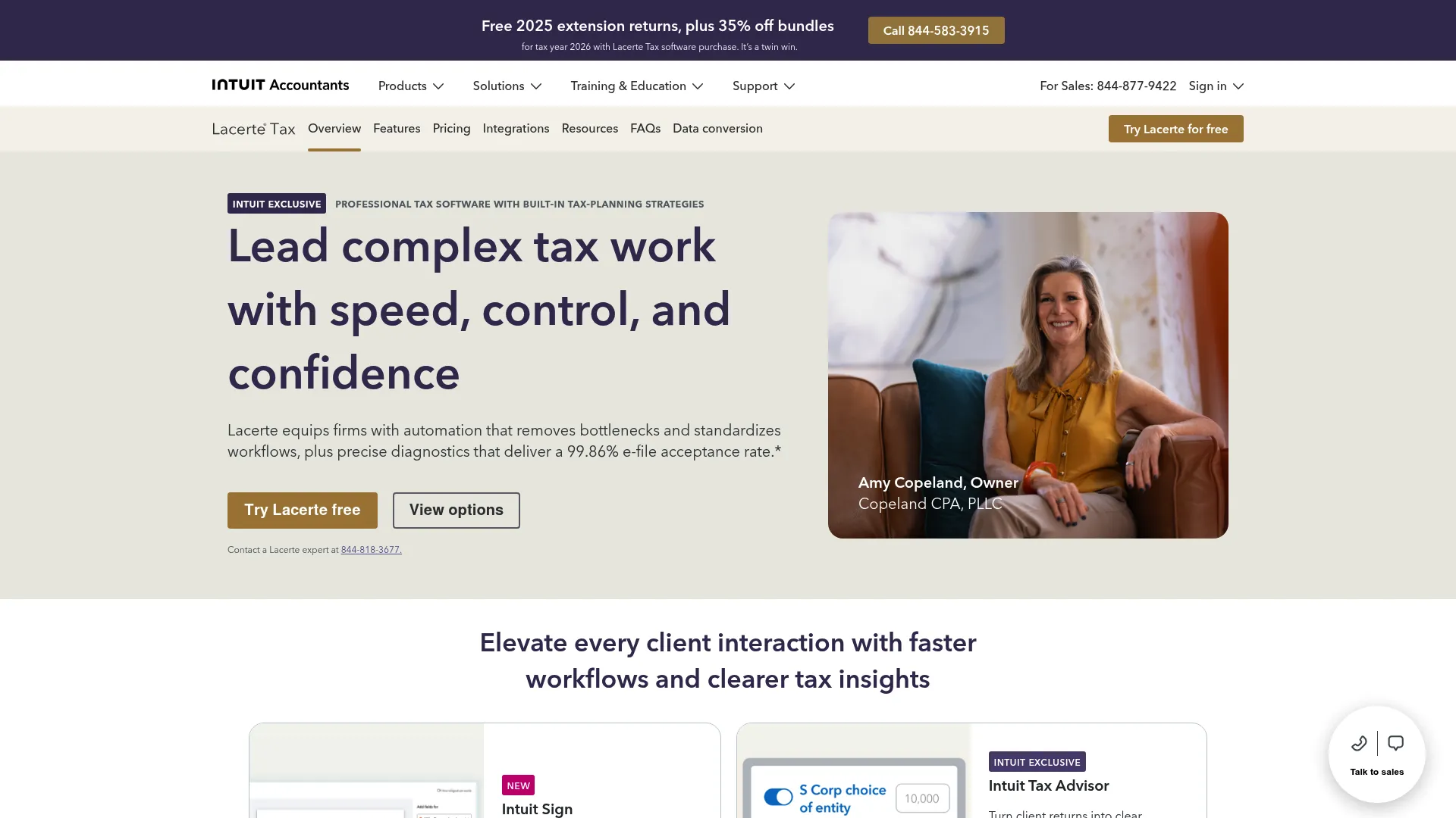 Intuit Lacerte Tax professional tax software homepage