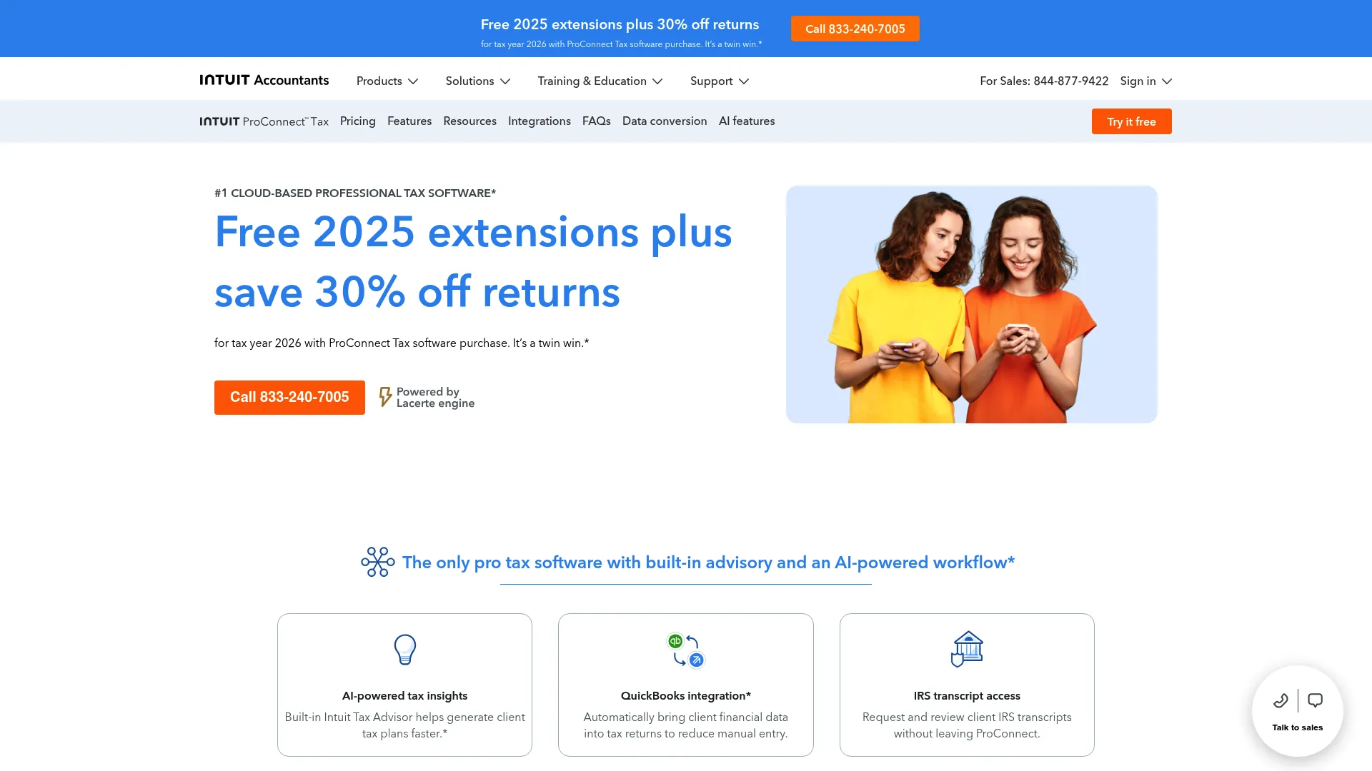 Intuit ProConnect Tax cloud tax software homepage