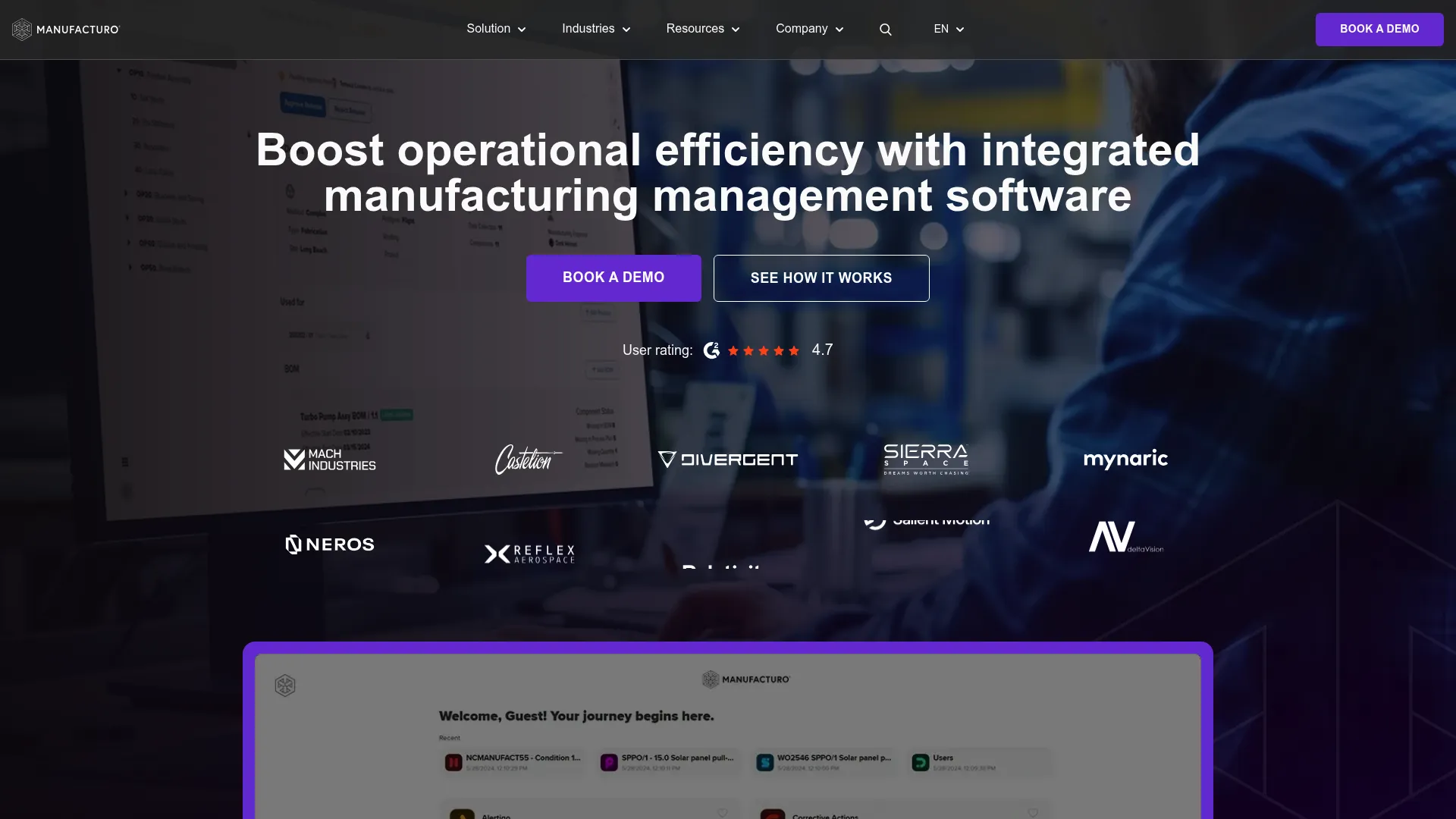 Manufacturo manufacturing management software interface