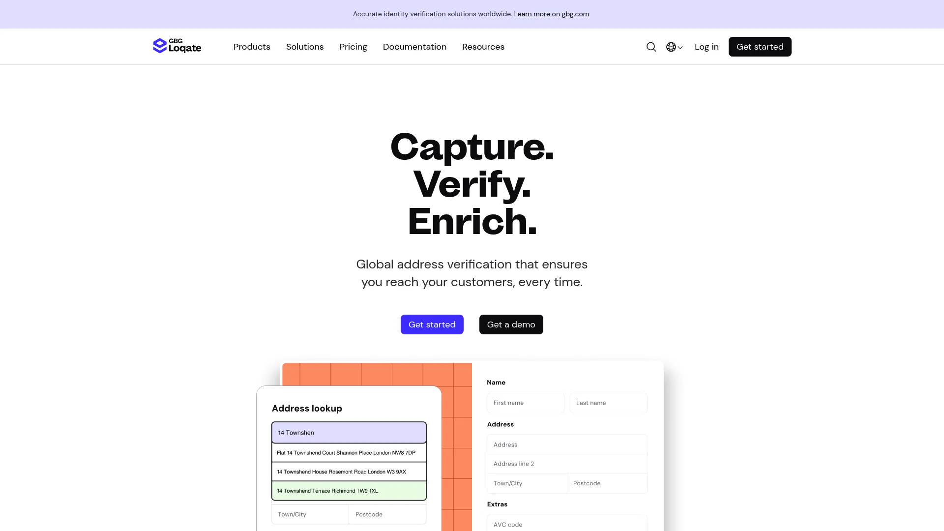 Loqate global address verification and capture platform homepage