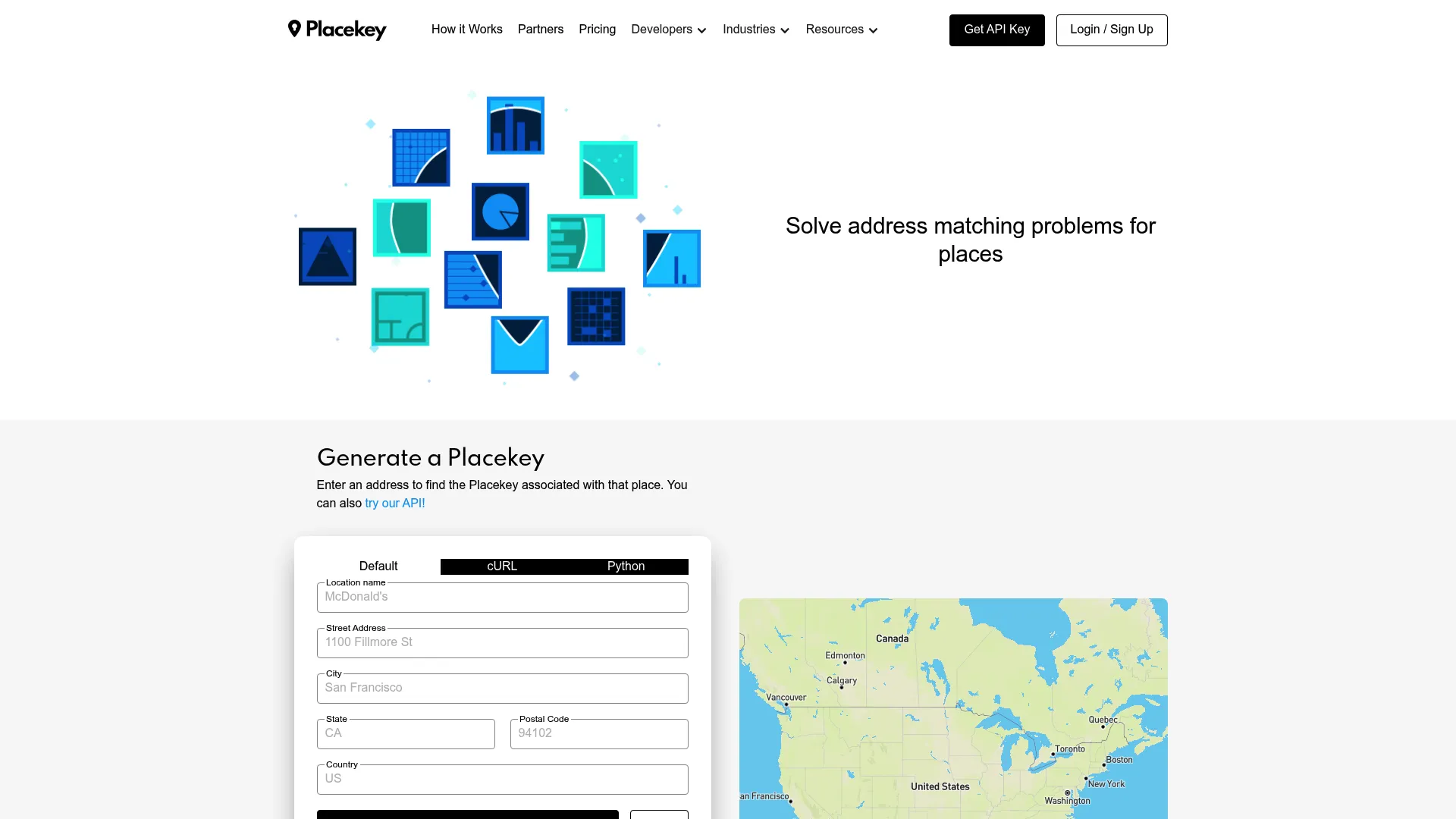 Placekey universal place identifier and address matching platform homepage