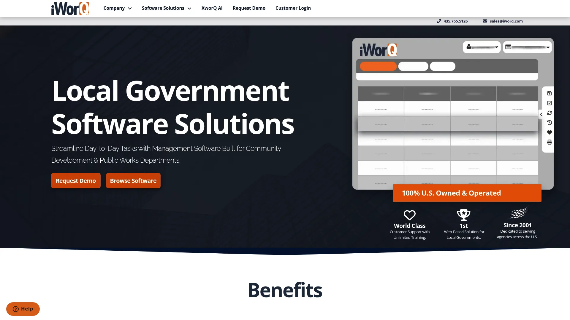 iWorQ web-based local government software homepage