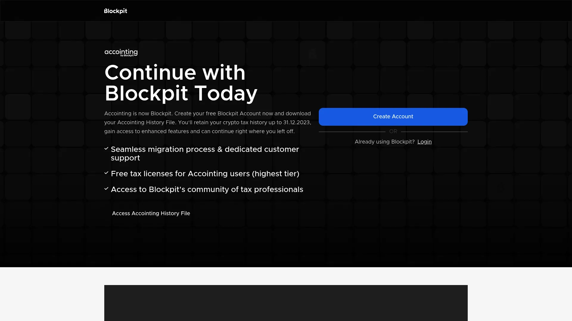 Accointing crypto tax and portfolio tracking homepage