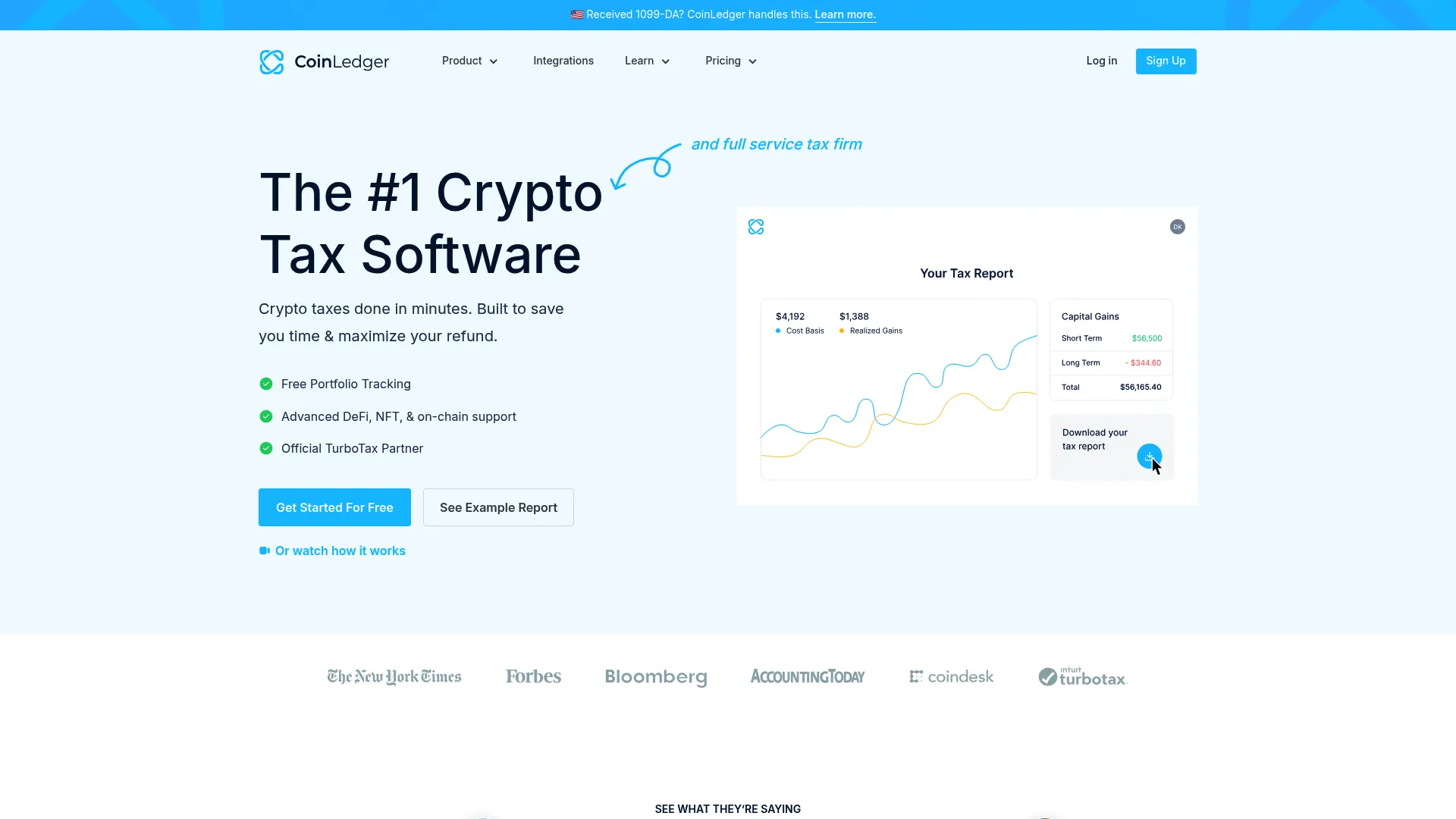 CoinLedger crypto tax software homepage