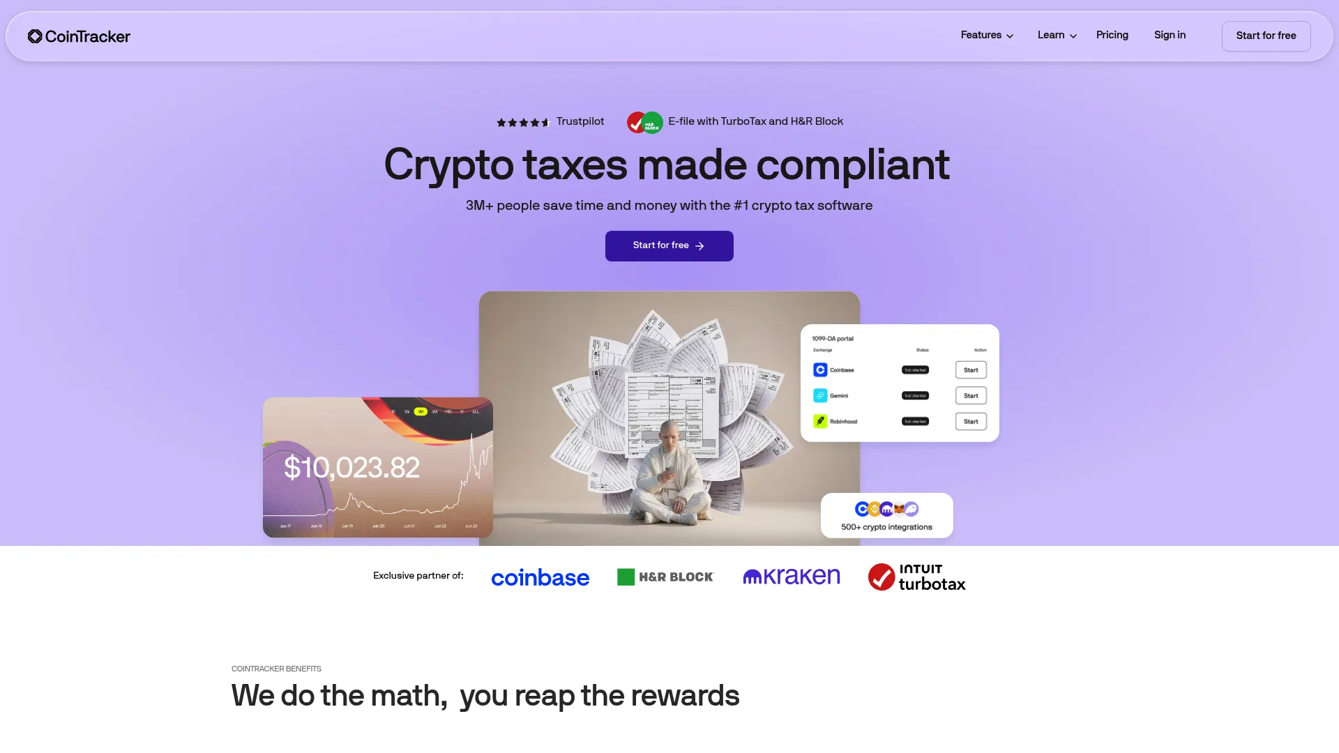 CoinTracker crypto tax and portfolio tracking homepage