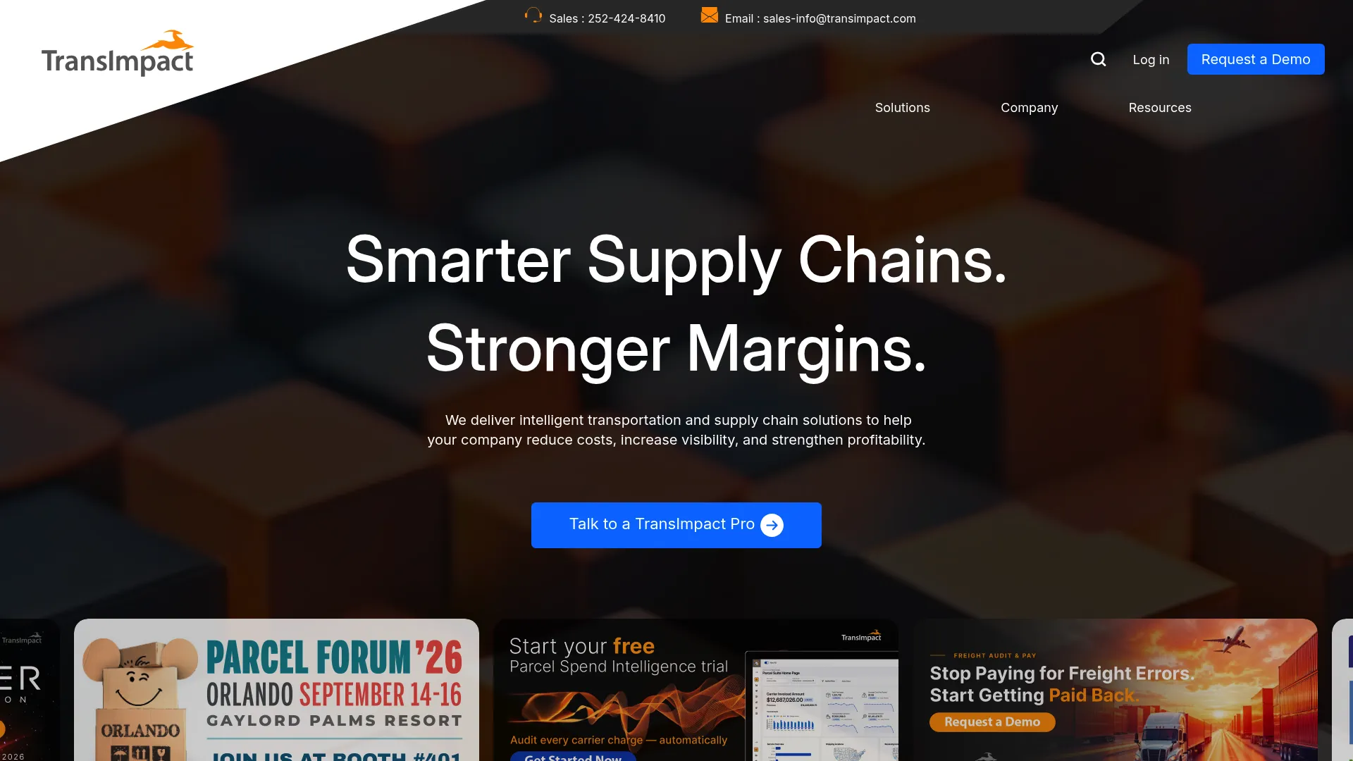 TransImpact sales and operations planning software homepage