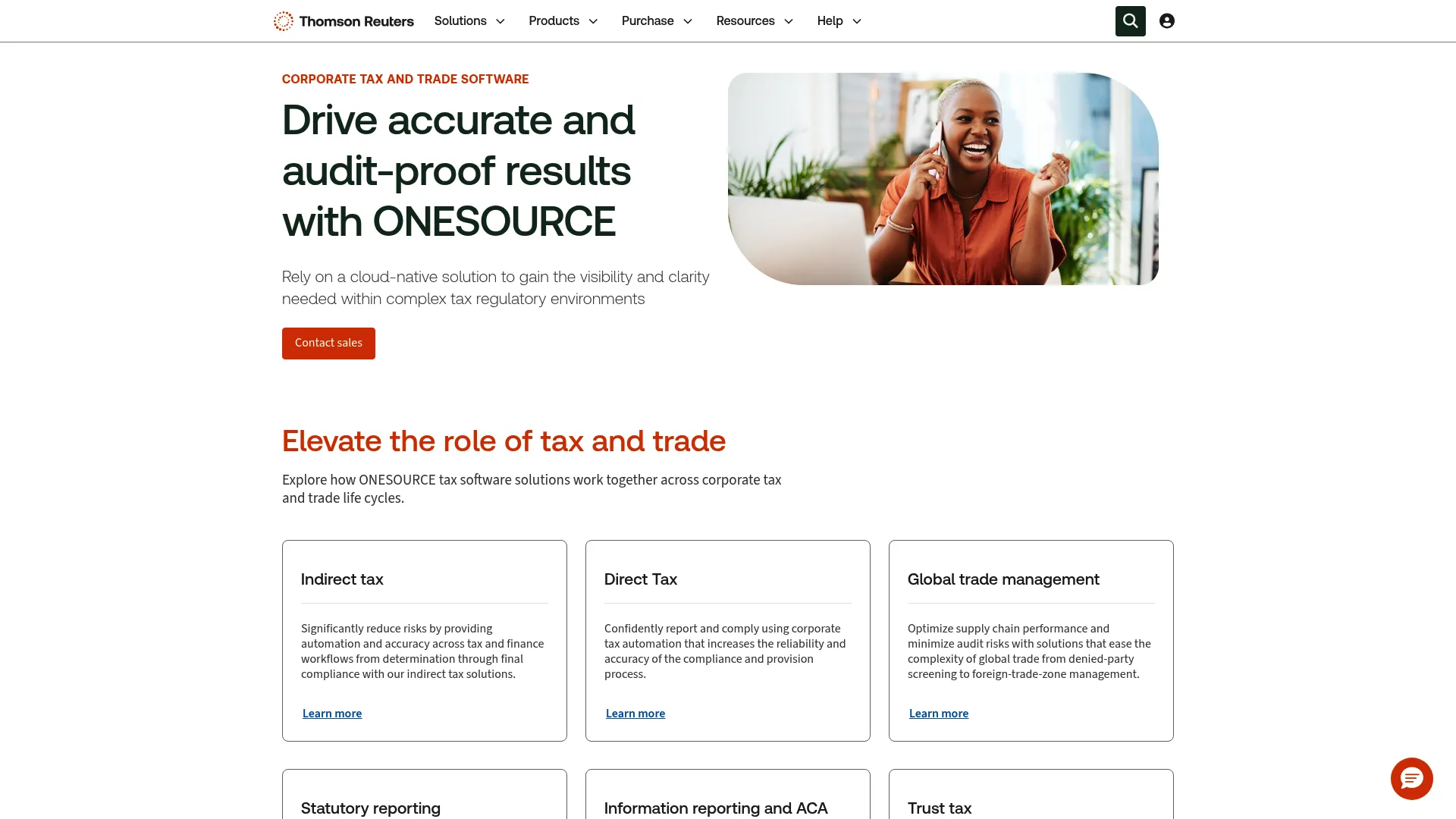 Thomson Reuters ONESOURCE tax and trade compliance platform homepage