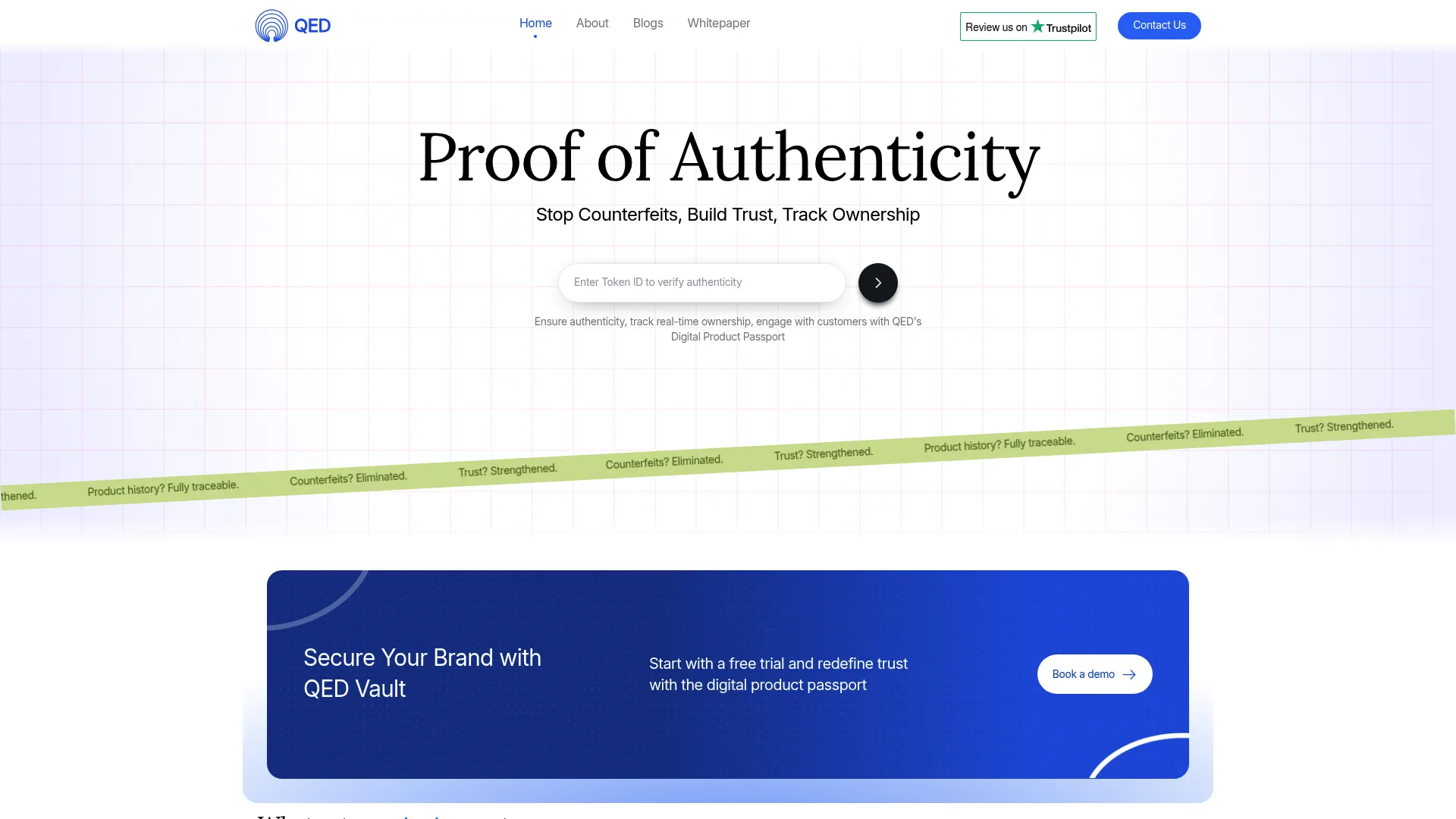 QEDVault blockchain digital ownership and authentication platform