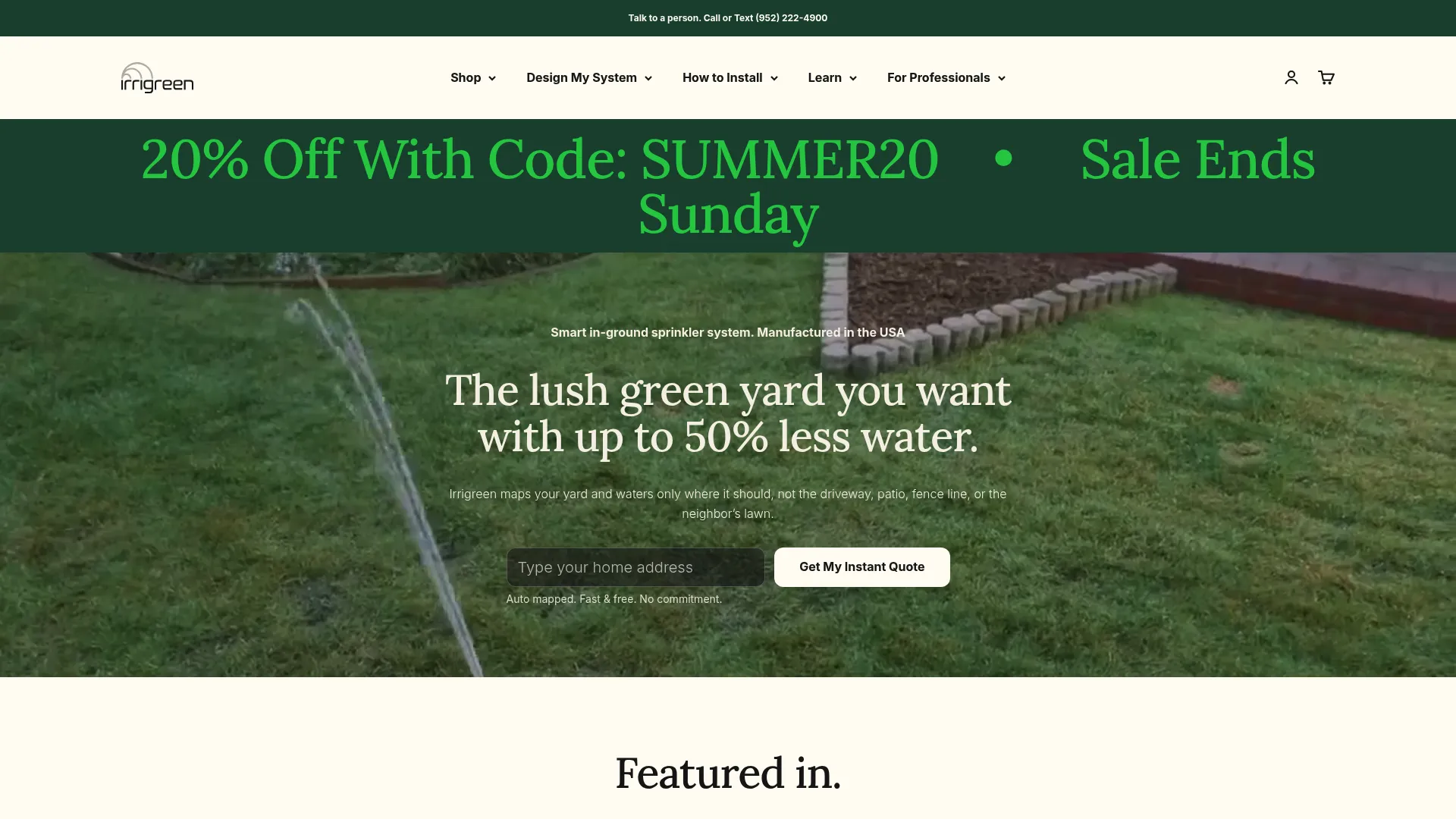 Irrigreen smart in-ground sprinkler system homepage