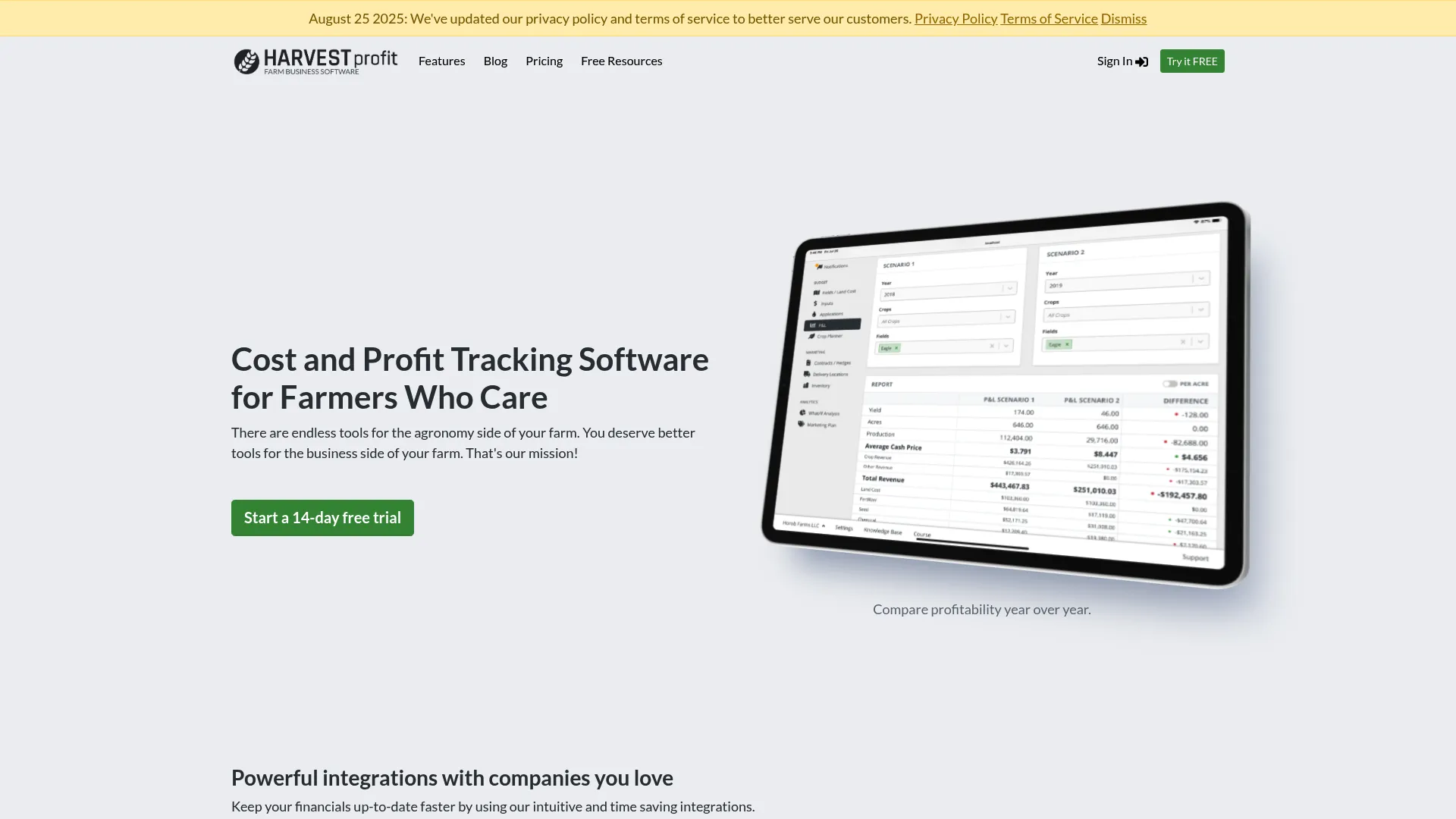 Harvest Profit farm profitability software dashboard