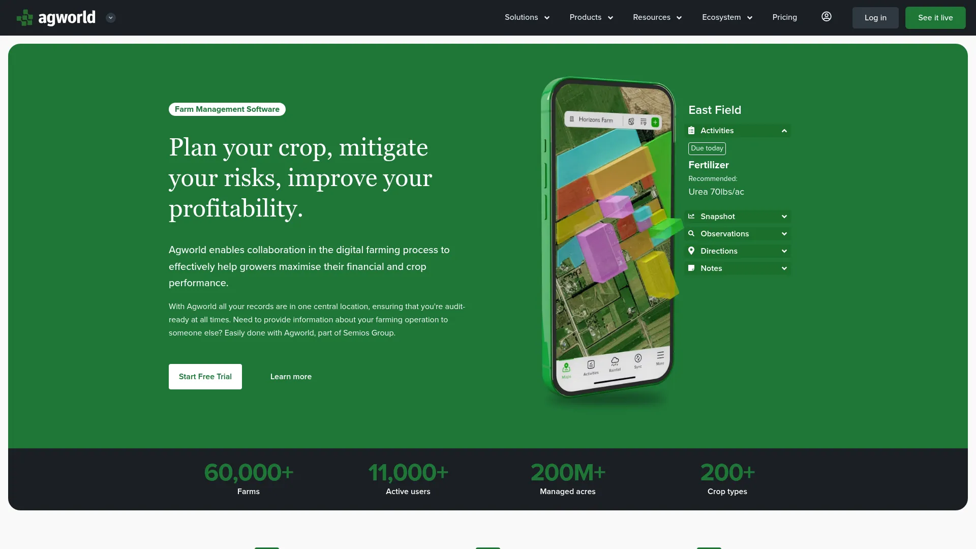 Agworld collaborative farm management software interface
