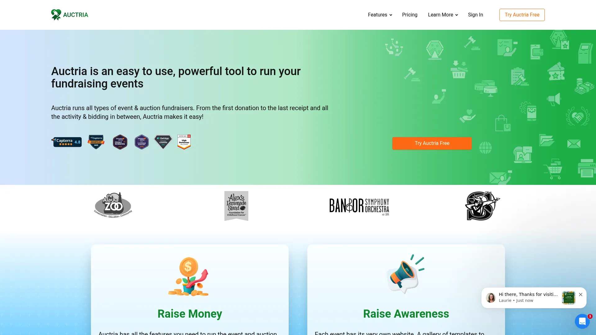 Auctria fundraising event and auction software for nonprofits