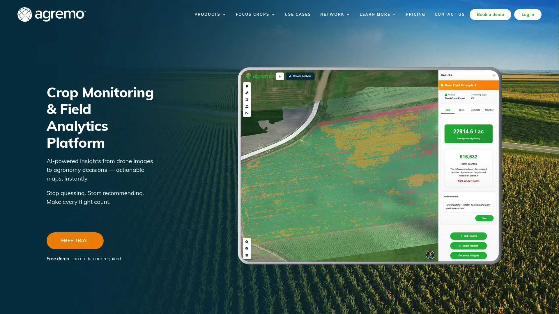 Agremo precision agriculture crop monitoring dashboard