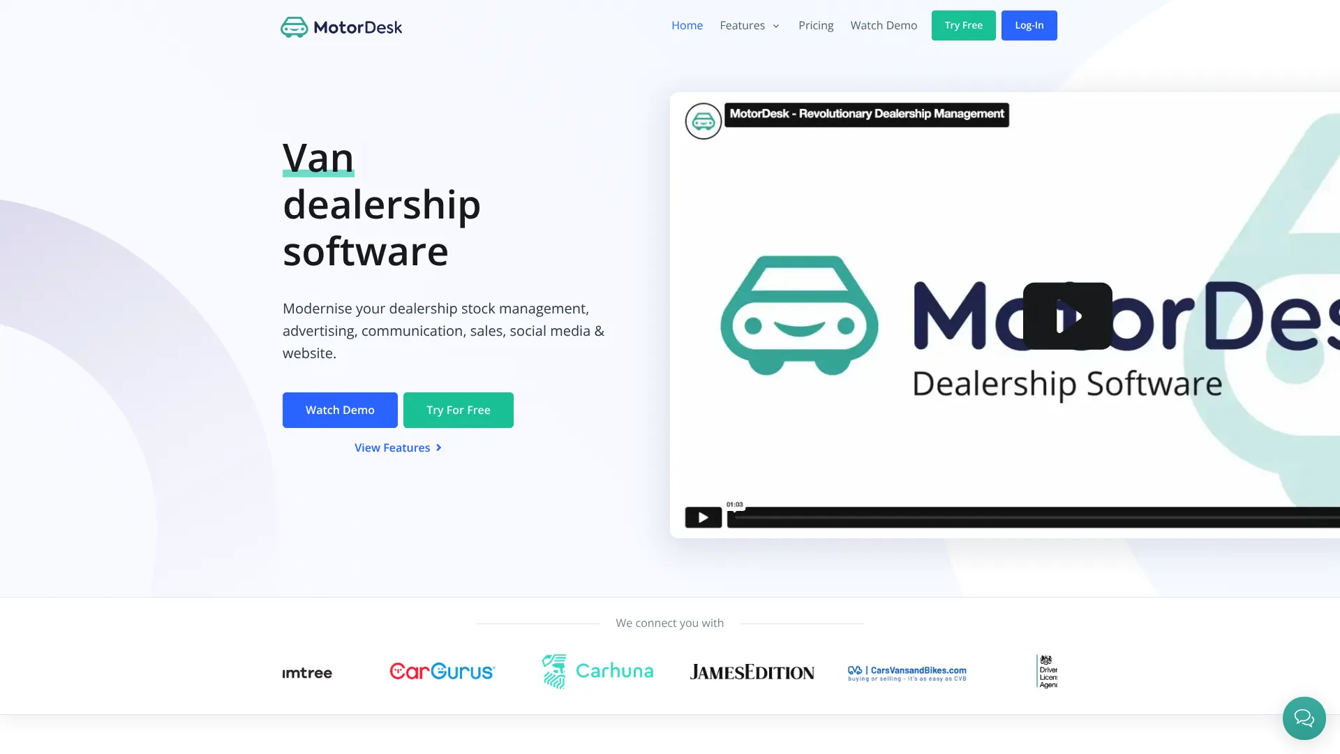 MotorDesk dealership management platform homepage
